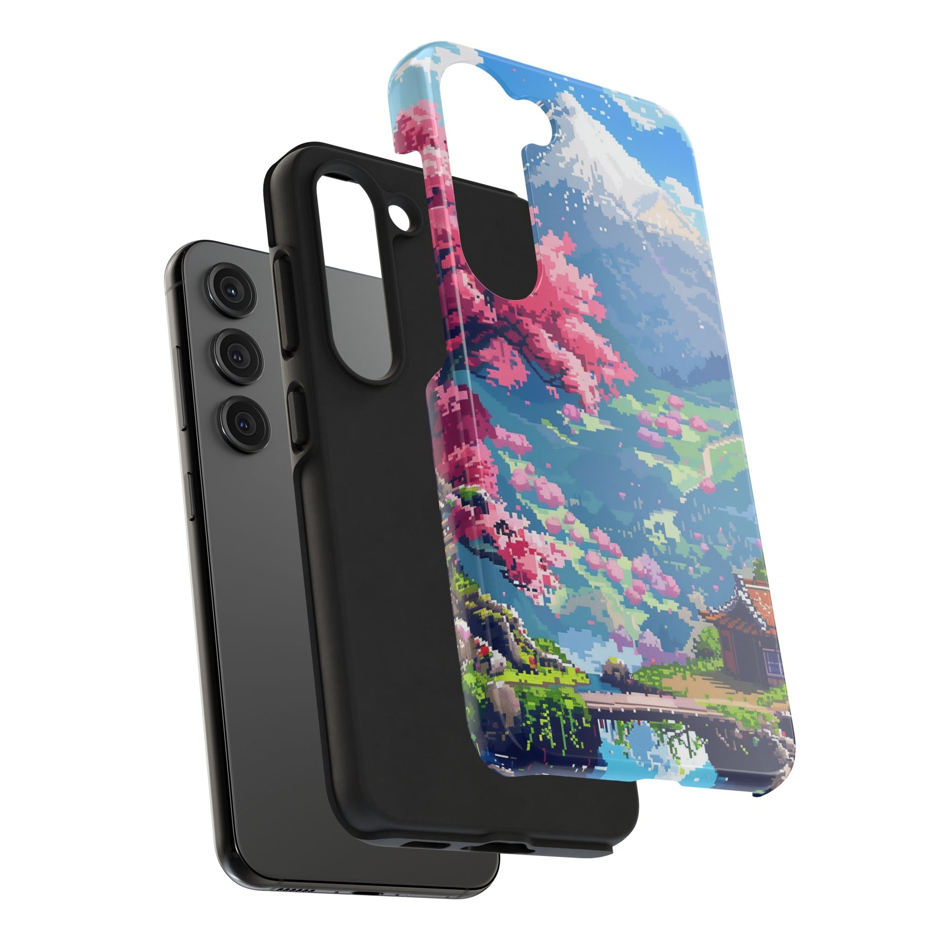 Pixel Art Video Game Landscapes Phone Case, Retro Gaming Pixelated Design, Geeky Gamer Phone Cover, Unique Video Game Art Accessories