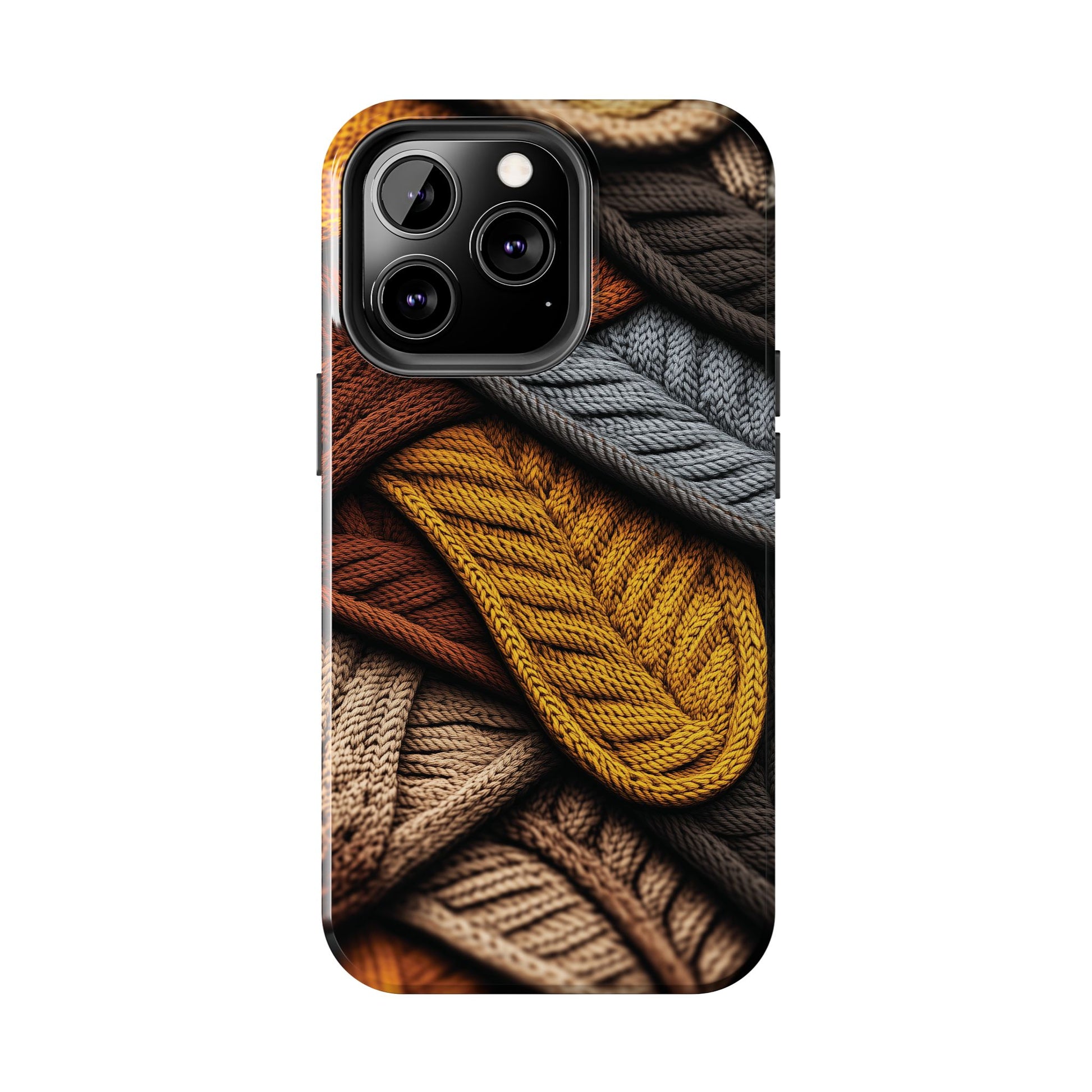 Cottagecore Fall Knit Sweater Cozy Phone Case Boho Embroidered Fall Colors Phone Cover for iPhone 13 14 15 Pro, Samsung Galaxy S22 S23