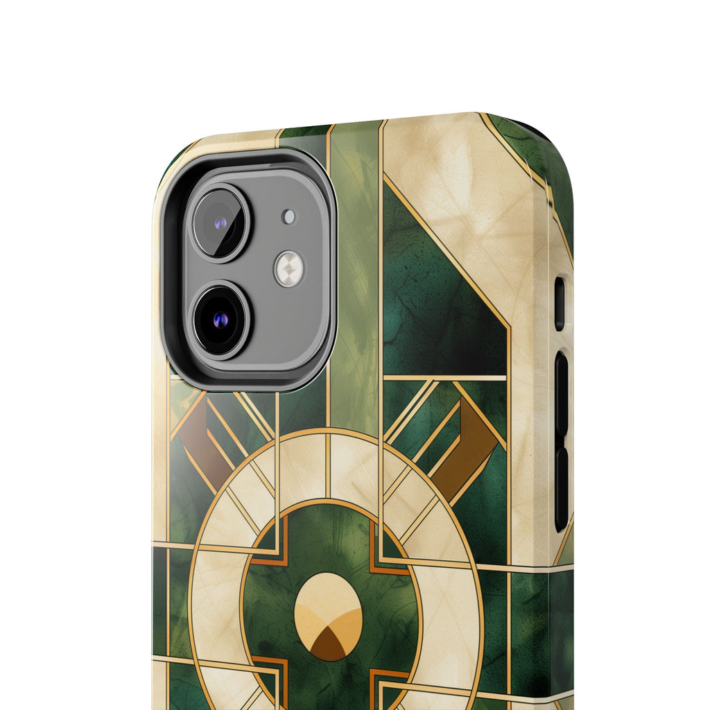 Green Frank Lloyd Wright Inspired Phone Case - Geometric Elegance for iPhone Models