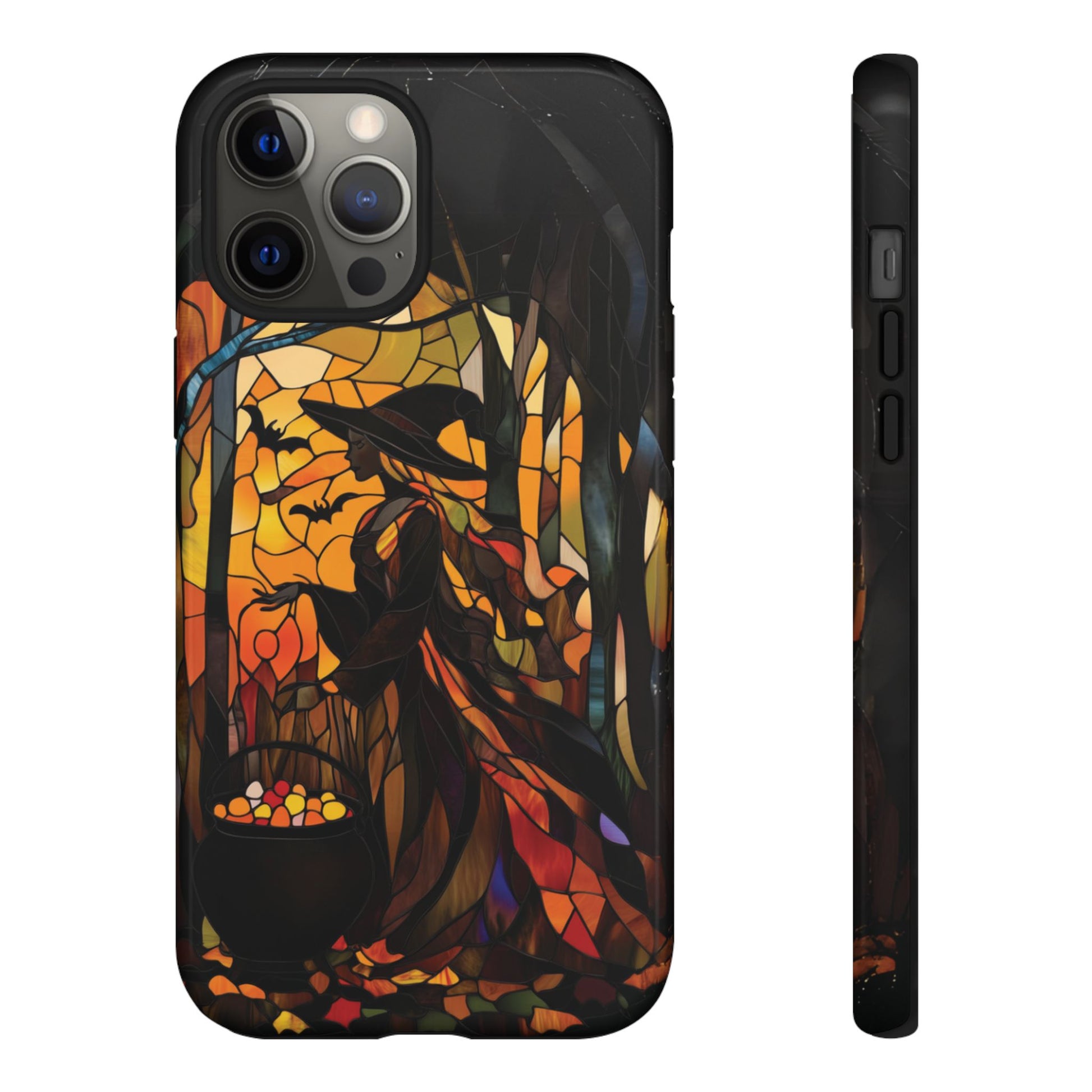 Dark Academia Halloween Witch Stained Glass Style