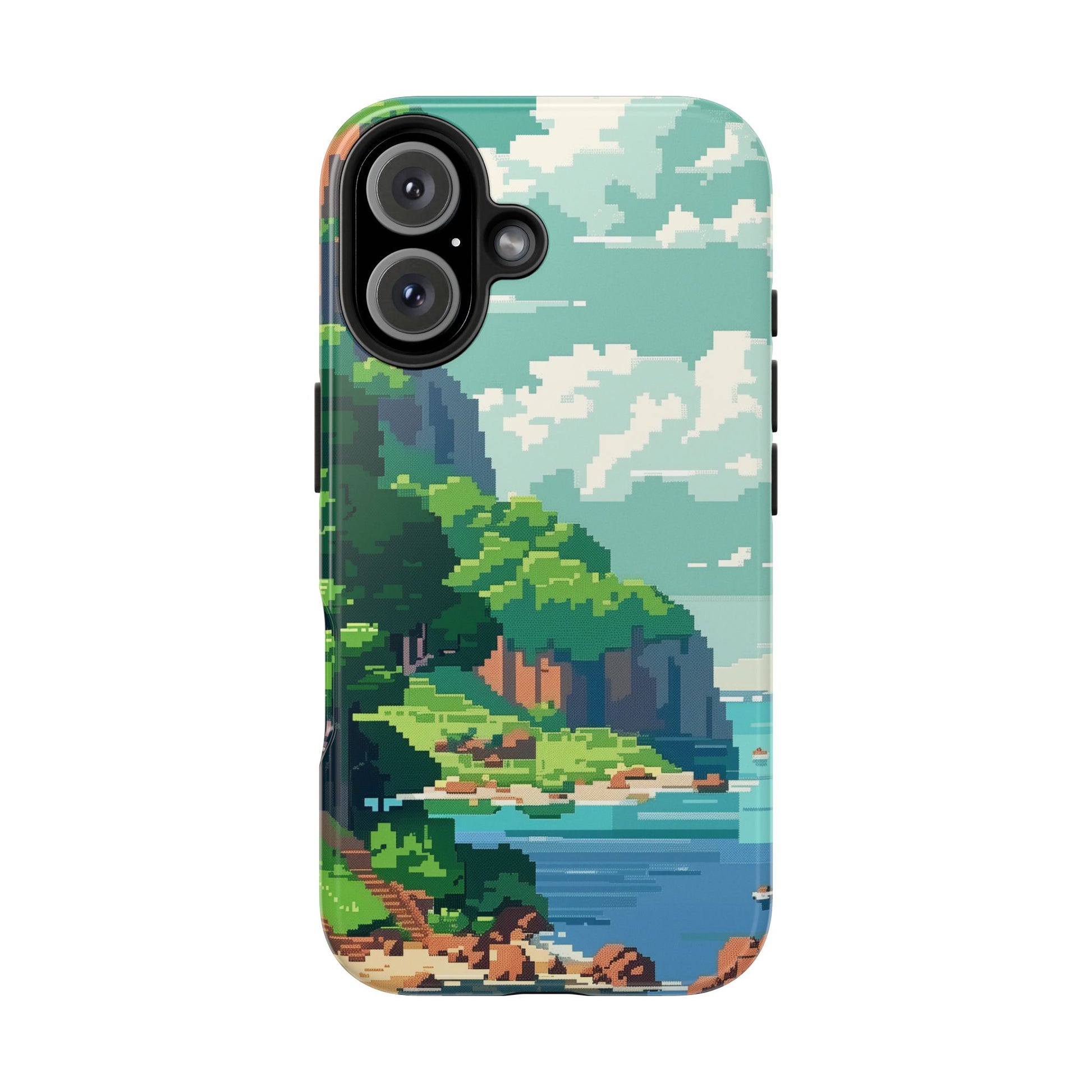 Pixel Art Video Game Landscapes Phone Case, Retro Gaming Pixelated Design, Geeky Gamer Phone Cover, Unique Video Game Art Accessories