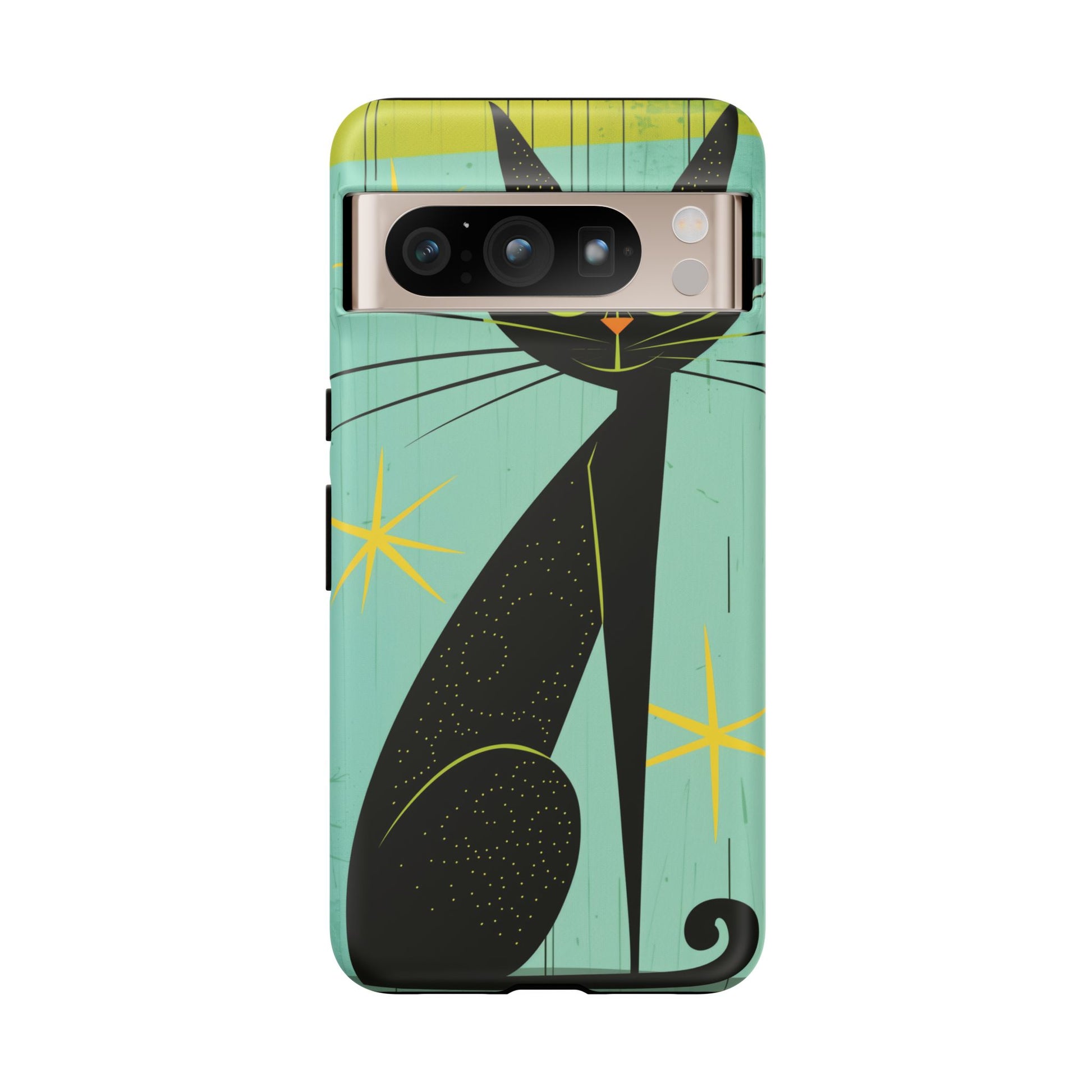 Mid-Century Modern Phone Case, Mid Mod Android Case, Atomic Cats Android Case, Retro Chic Smartphone Cover, Unique Artistic Phone Accessory