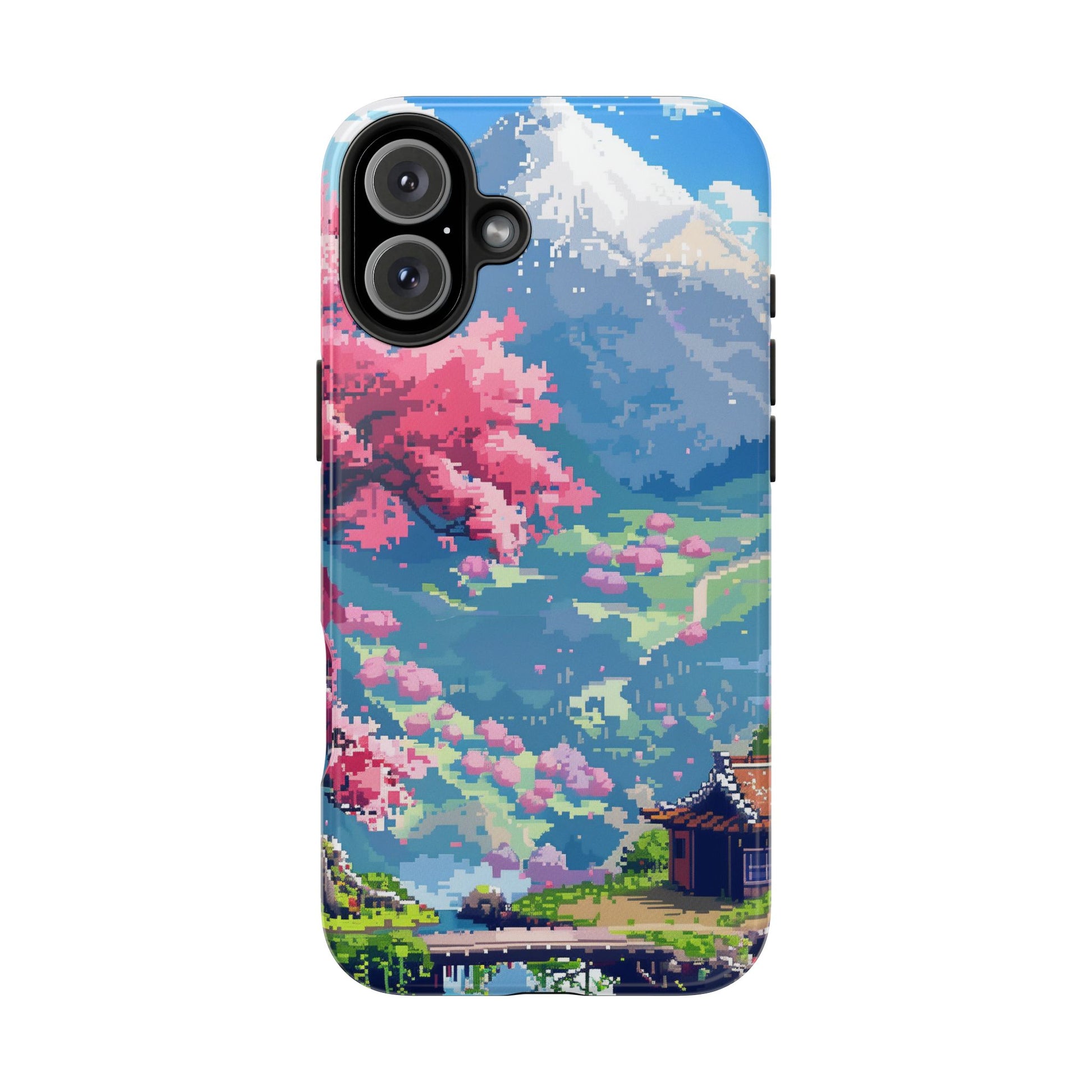 Pixel Art Video Game Landscapes Phone Case, Retro Gaming Pixelated Design, Geeky Gamer Phone Cover, Unique Video Game Art Accessories
