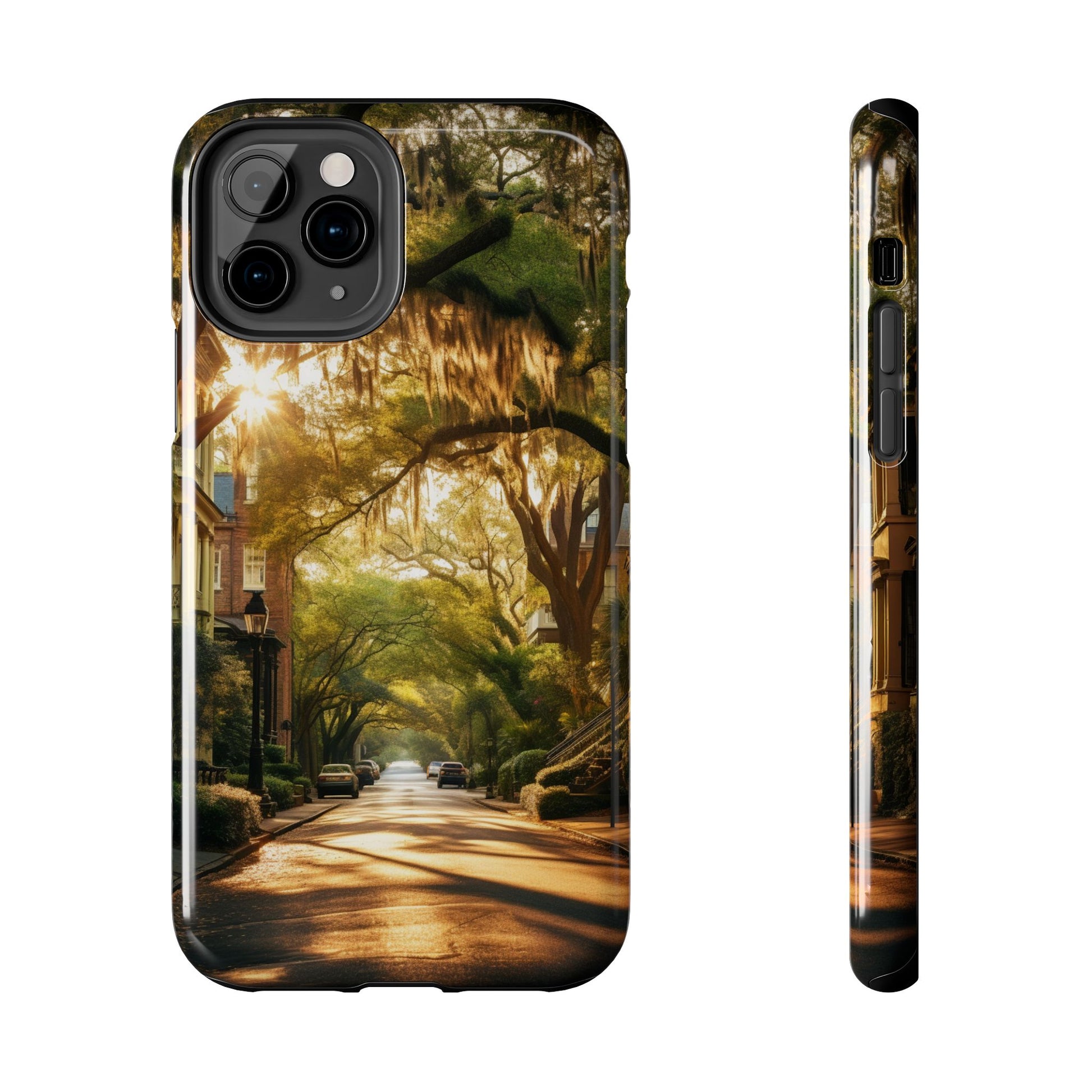 Historic Savannah Georgia Street Scene Phone Case - Unique Protective Cover for iPhone Models, Perfect Souvenir or Gift