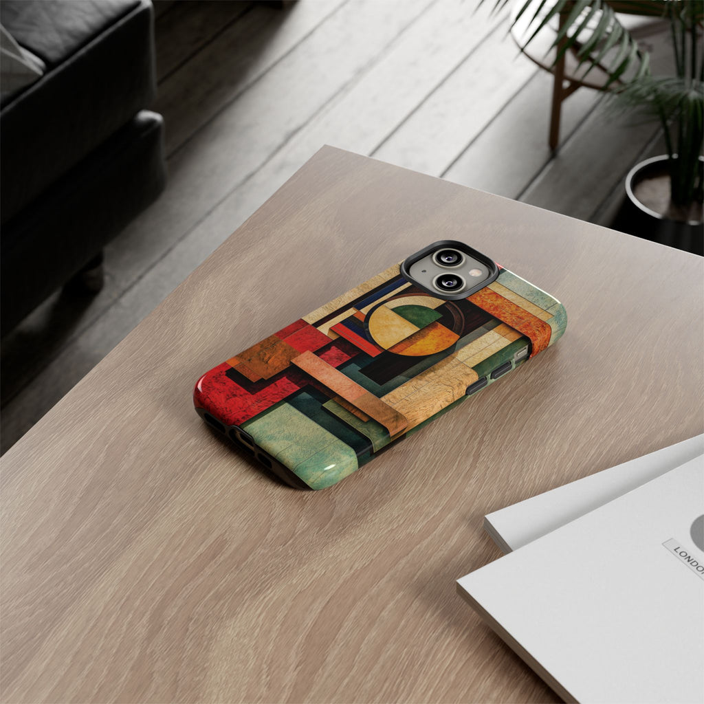 Tan Prairie Style Frank Lloyd Wright Usonian Phone Case Geometric Stained Glass Art Deco Marble Gold 13 14 15 16 iPhone Pro Max Galaxy Pixel
