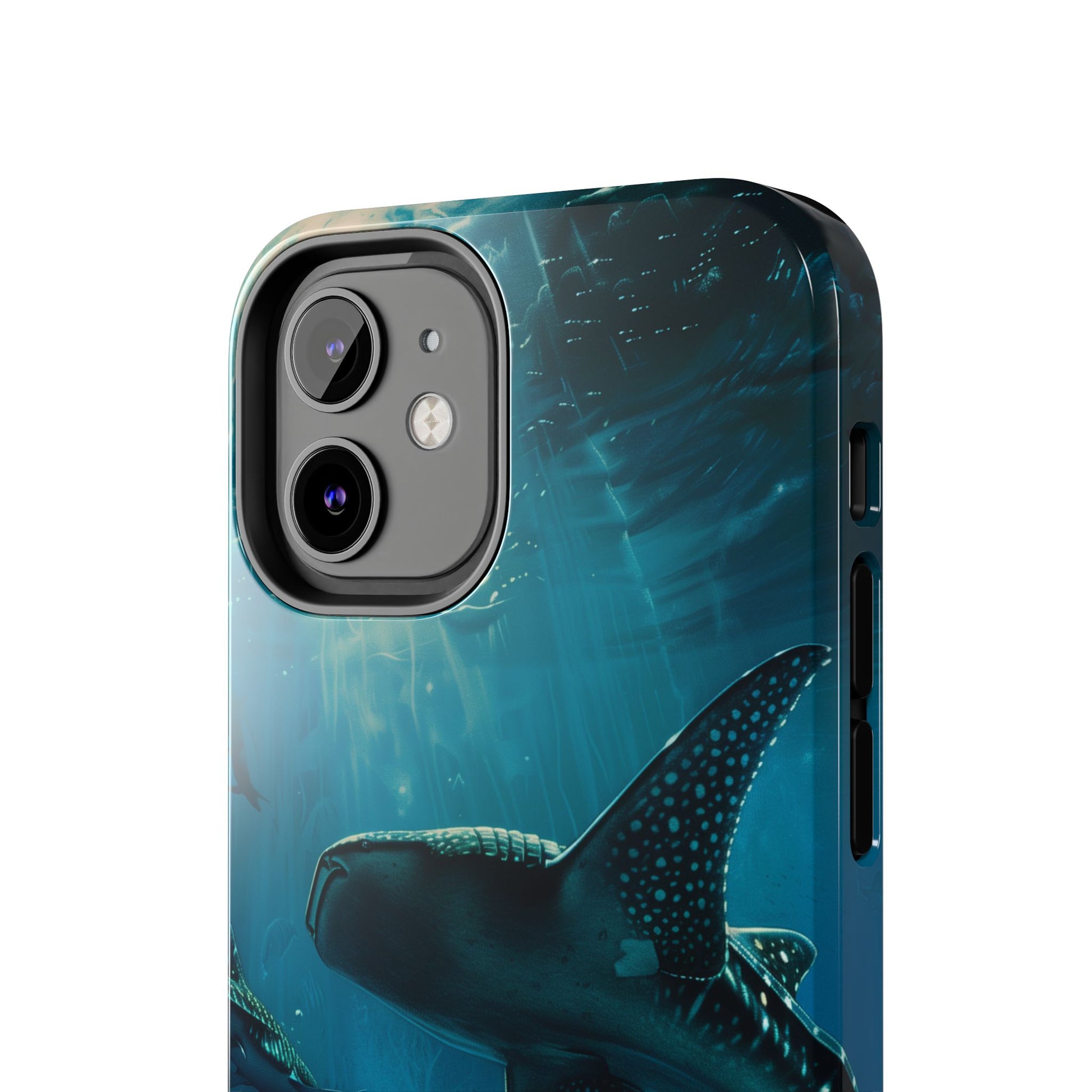 Tranquil Trio: Three Whale Sharks Tough Phone Case