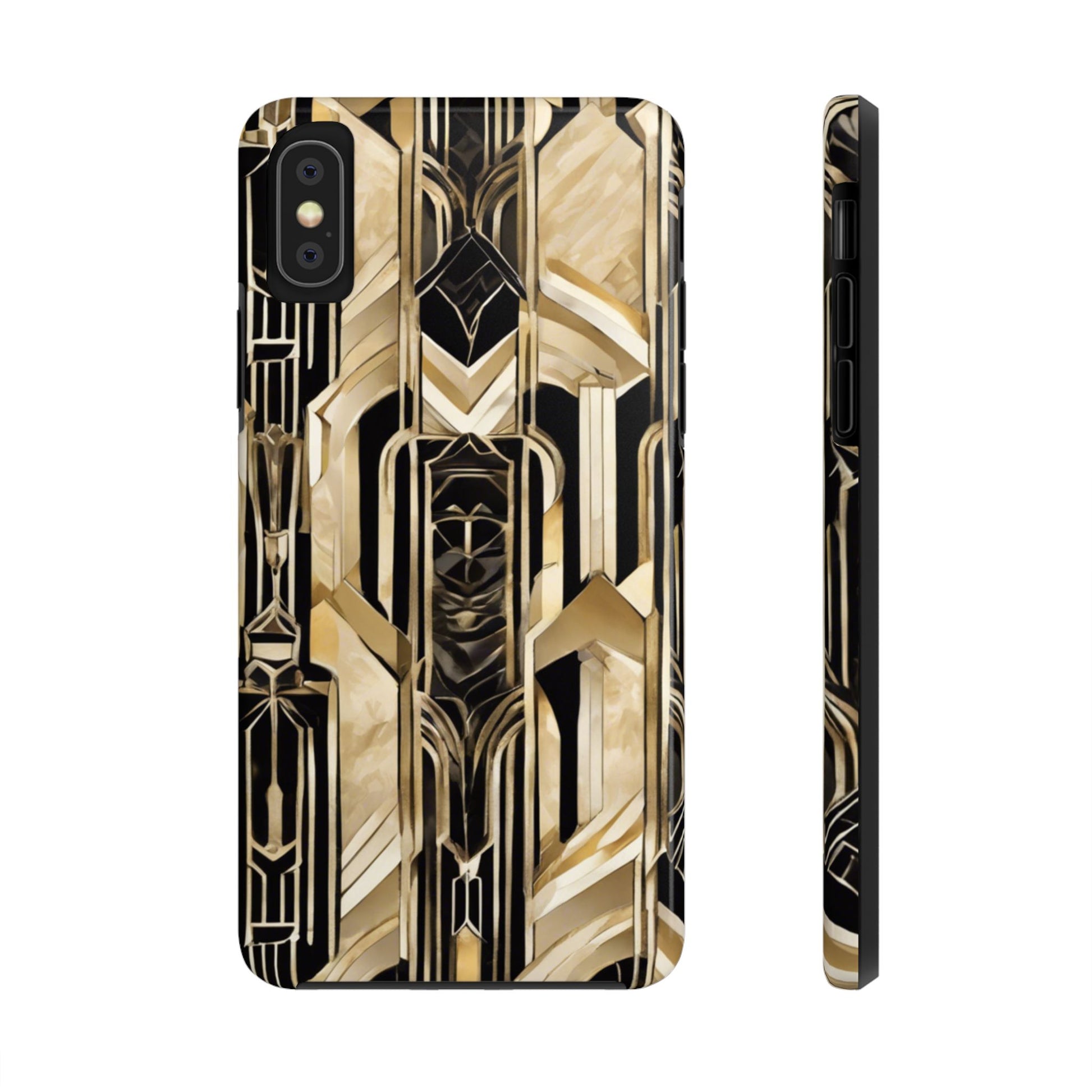 Gold Art Deco Inspired Durable Phone Case - Stylish and Sturdy Protection for Your Device