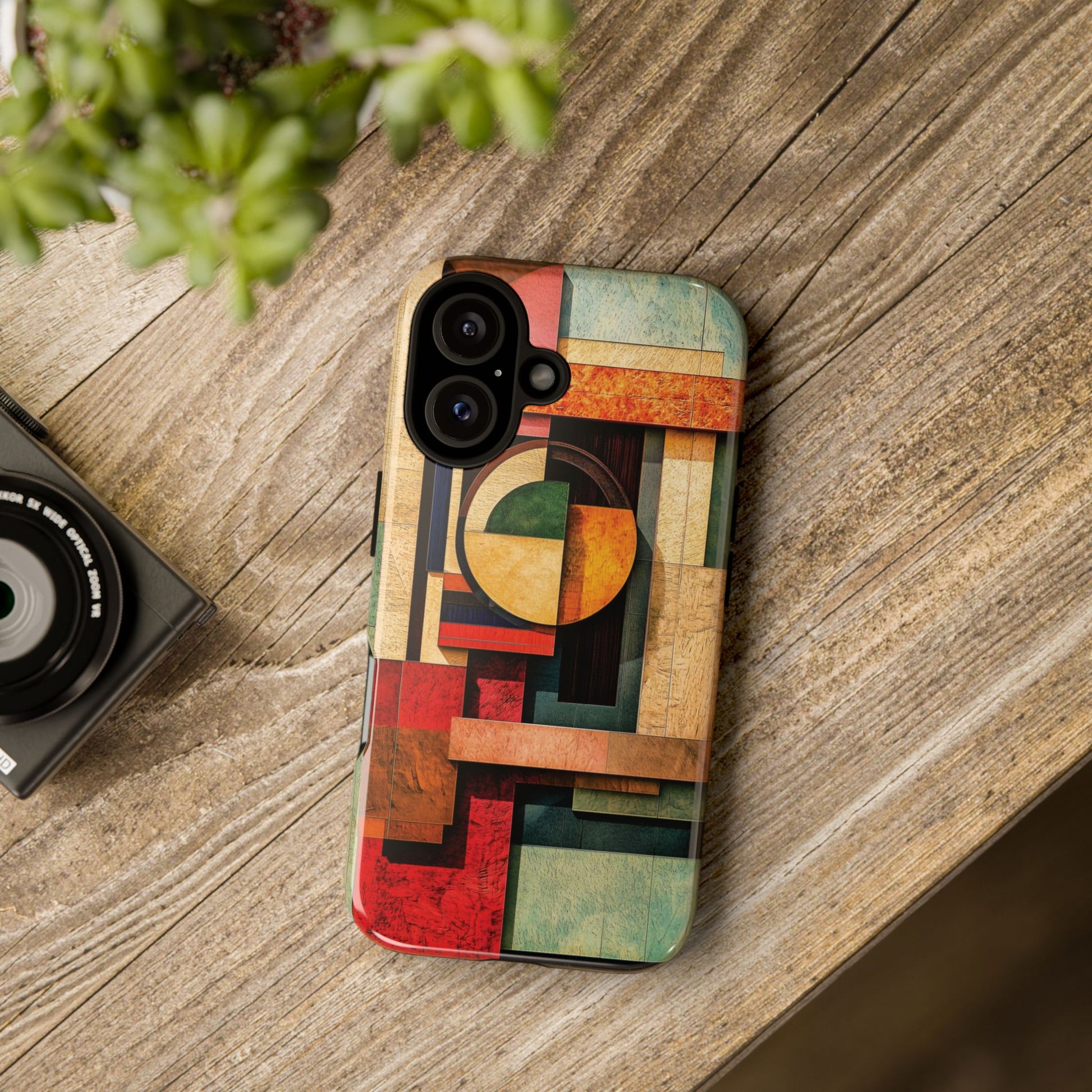 Tan Prairie Style Frank Lloyd Wright Usonian Phone Case Geometric Stained Glass Art Deco Marble Gold 13 14 15 16 iPhone Pro Max Galaxy Pixel