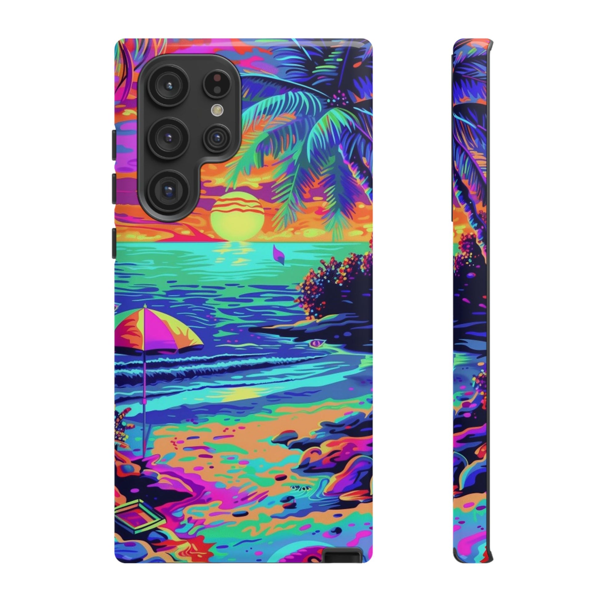 Beach Bliss: Durable Android Phone Case with Lisa Frank Style