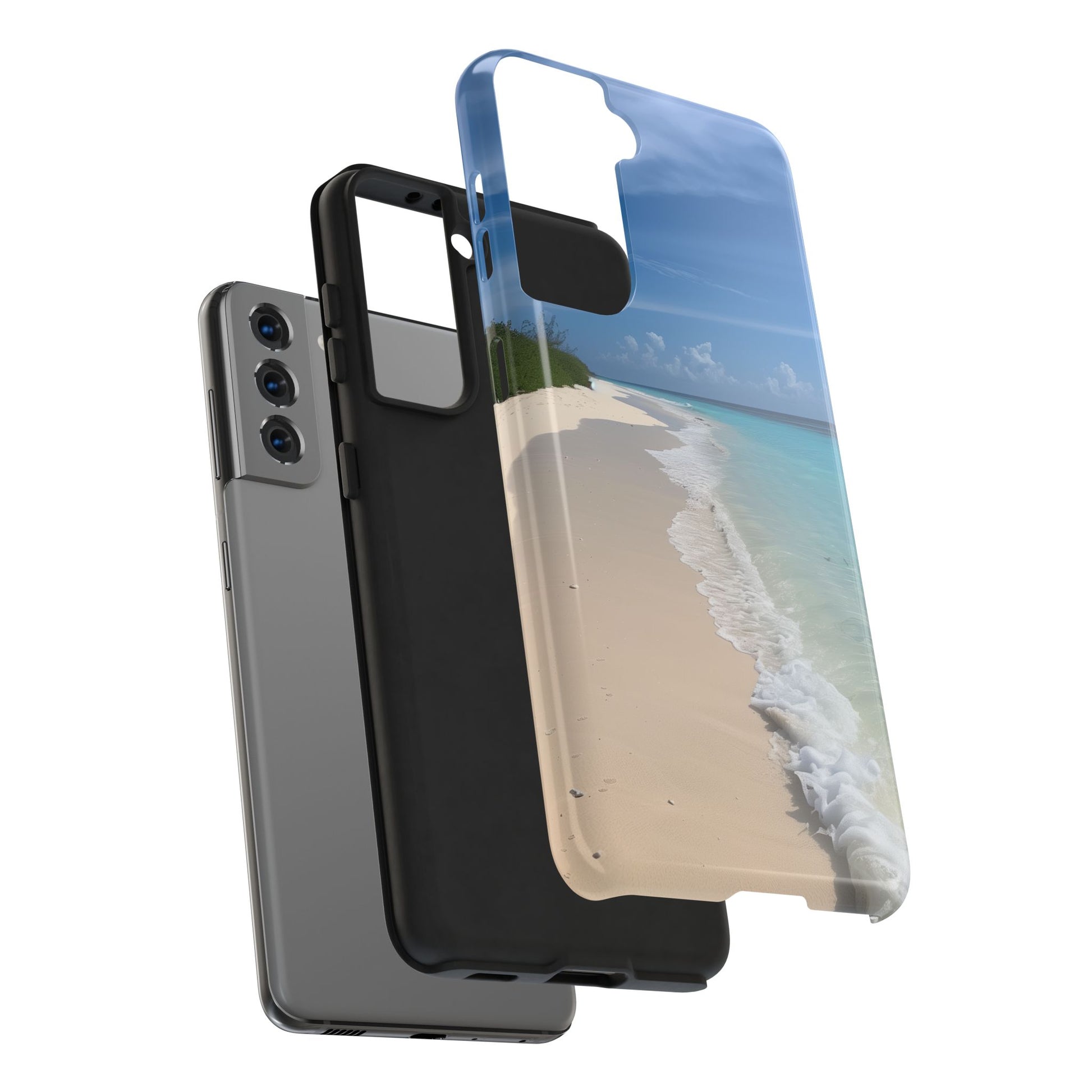 Ocean Beach Scene Phone Case White Sand Turquoise Water iPhone 13 14 15 16 Pro Max Plus Samsung Galaxy S23 Sunset Sunshine Oceanfront Cruise