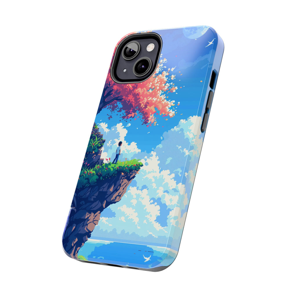 Pixel Art Video Game Landscapes Phone Case, Retro Gaming Pixelated Design, Geeky Gamer Phone Cover, Unique Video Game Art Accessories
