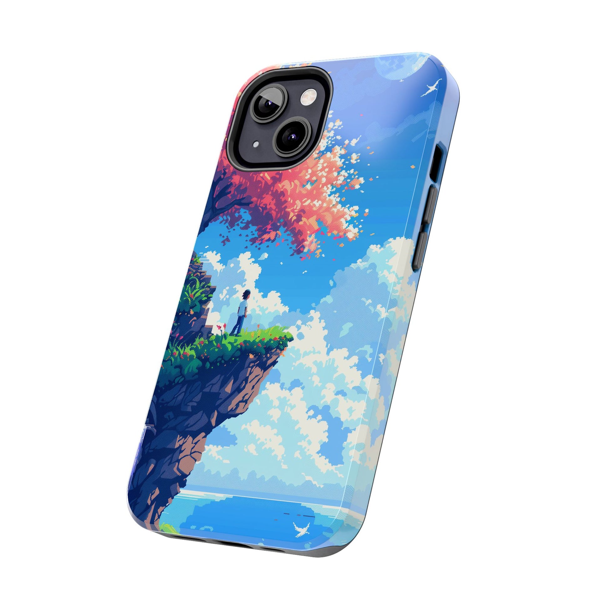 Pixel Art Video Game Landscapes Phone Case, Retro Gaming Pixelated Design, Geeky Gamer Phone Cover, Unique Video Game Art Accessories