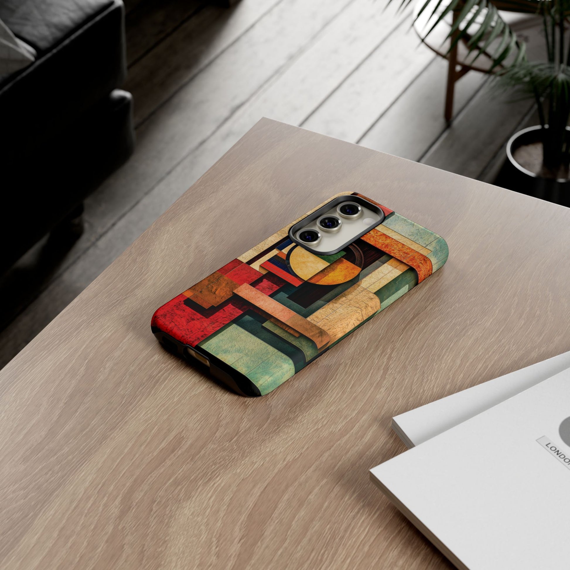 Tan Prairie Style Frank Lloyd Wright Usonian Phone Case Geometric Stained Glass Art Deco Marble Gold 13 14 15 16 iPhone Pro Max Galaxy Pixel