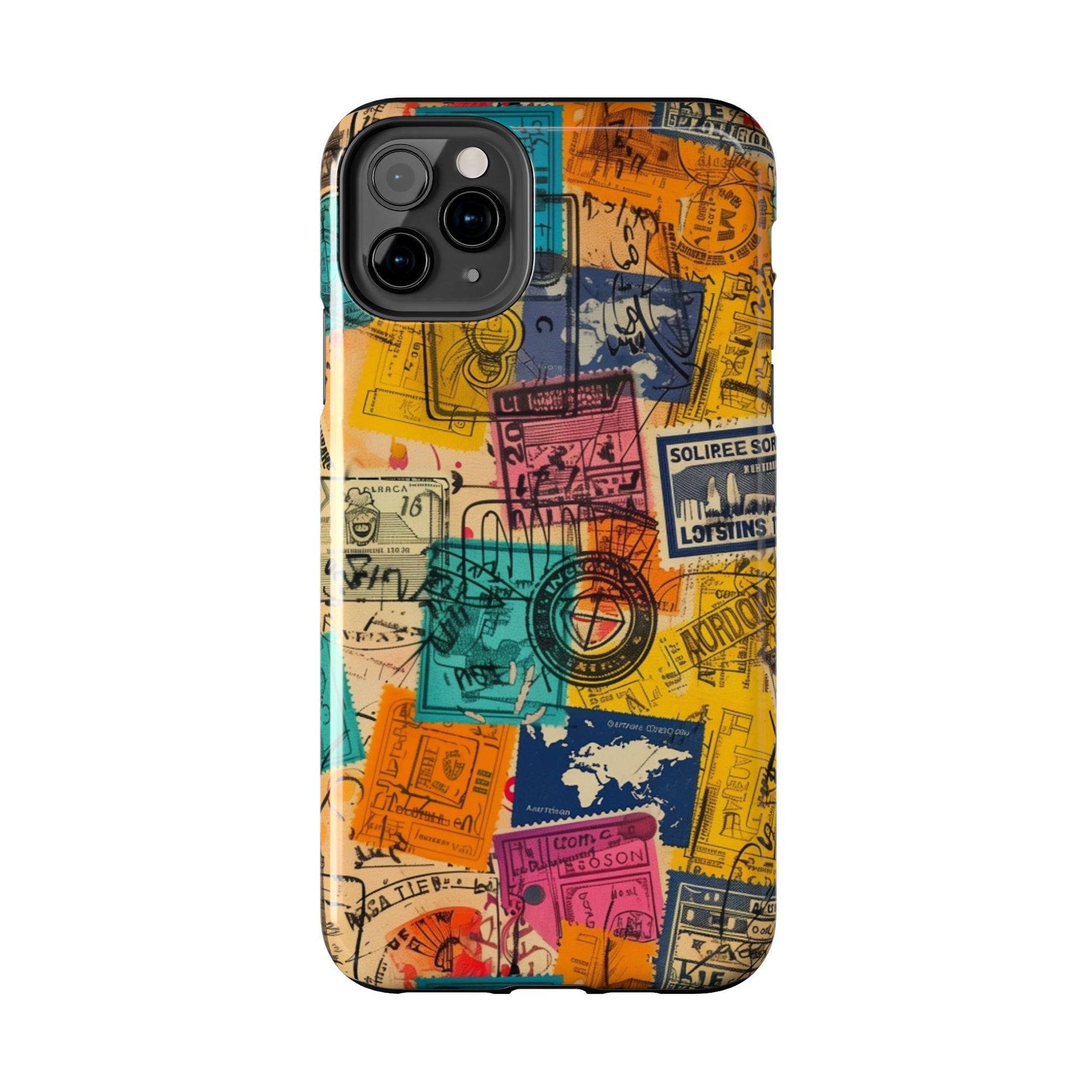 Travel Stamps Tough Case - Durable iPhone case Vintage Travel Stamps Design - Adventure Inspired Case - Protective Global Destination Prints