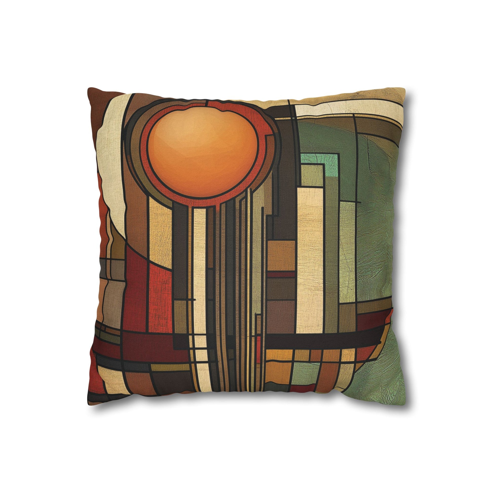 Art Deco Pillowcase, Frank Lloyd Wright Prairie Style, Usonian Nature Designer Mission Style, Perfect Gift for Home - Square Pillow, Home
