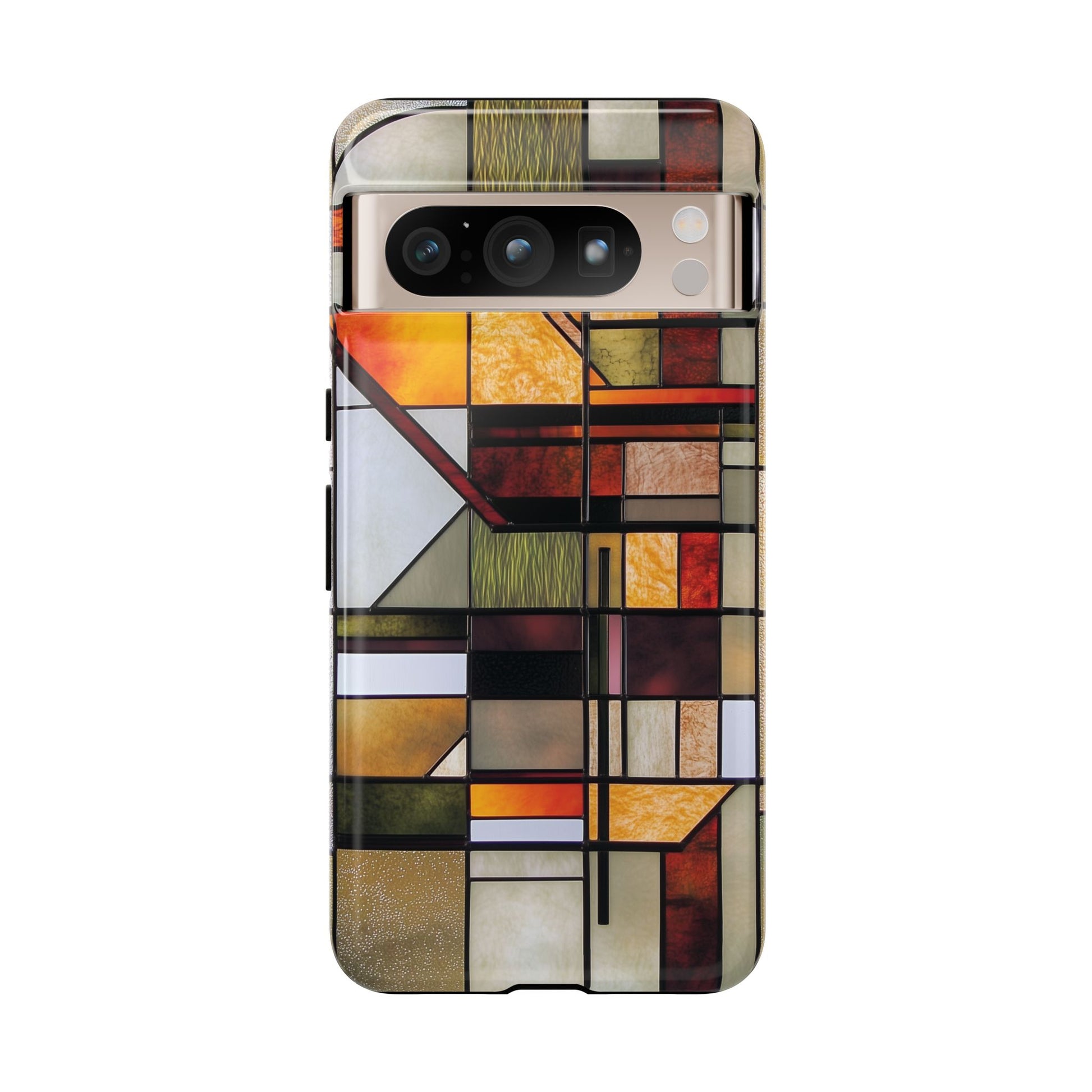 Stained Glass Phone Case Art Deco Frank Lloyd Wright Cottage Core Usonian Prairie Style Geometric Stylish  iPhone 14 15 16 Pro