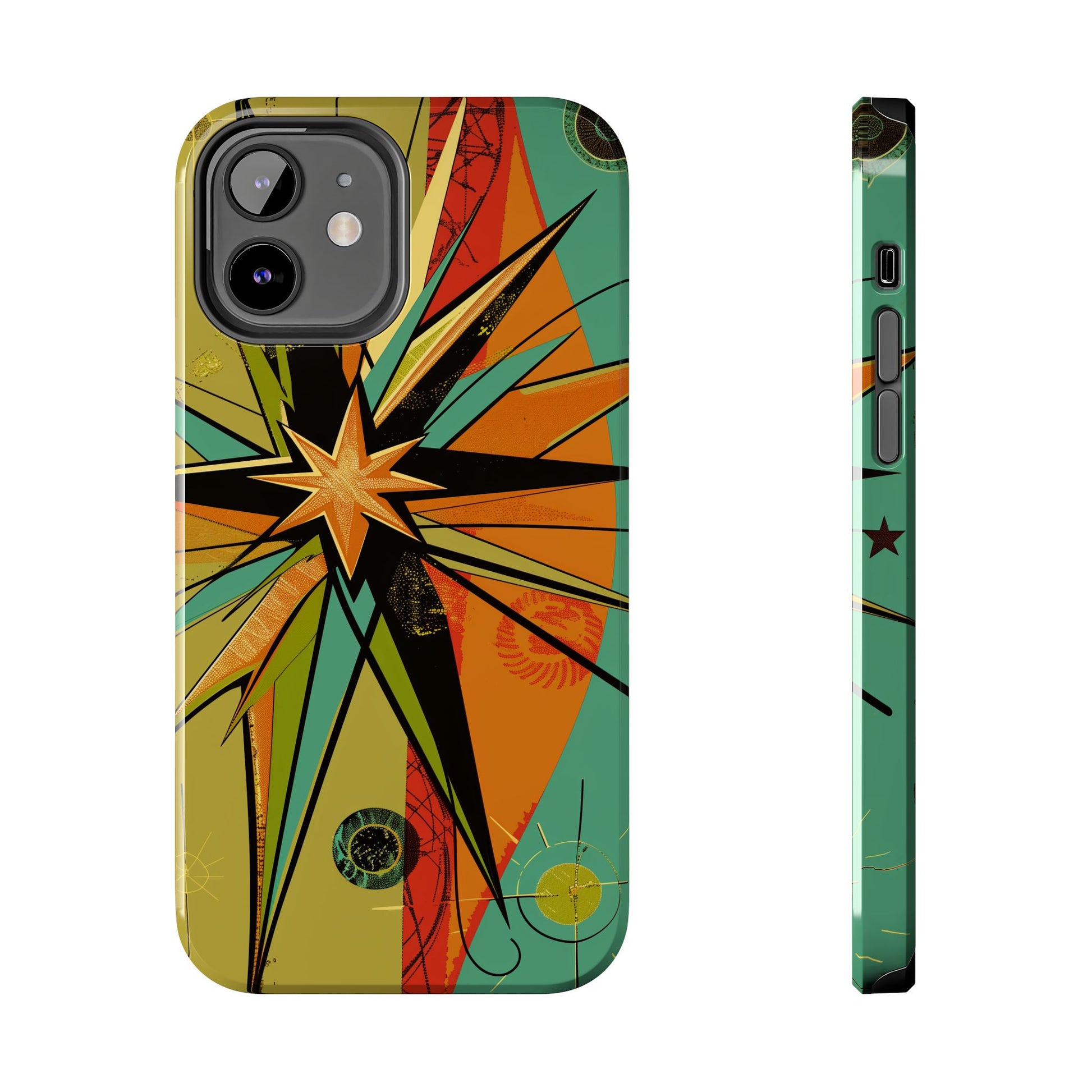 Mid Century Modern Star Design Phone Case, Earth Tone Colors, Retro Style Smartphone Cover, Vintage Phone Case, iPhone 14 Case, Apple iPhone