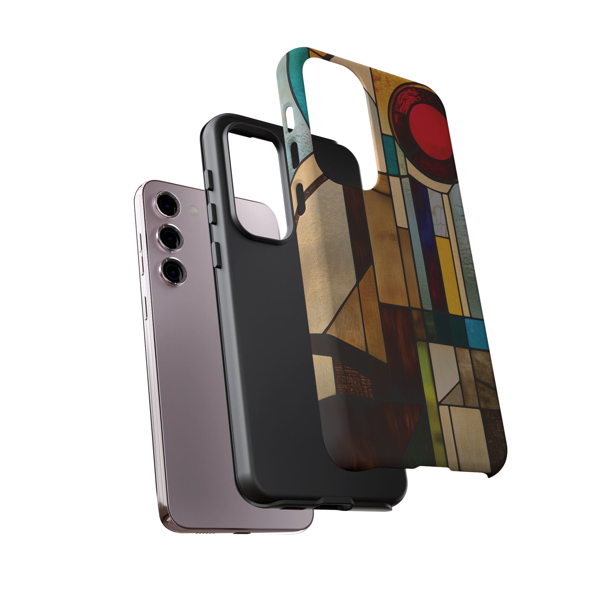 Stained Art Deco Glass Phone Case Frank Lloyd Wright Cottage Core Usonian Prairie Style Geometric Stylish  iPhone 14 15 16 Pro