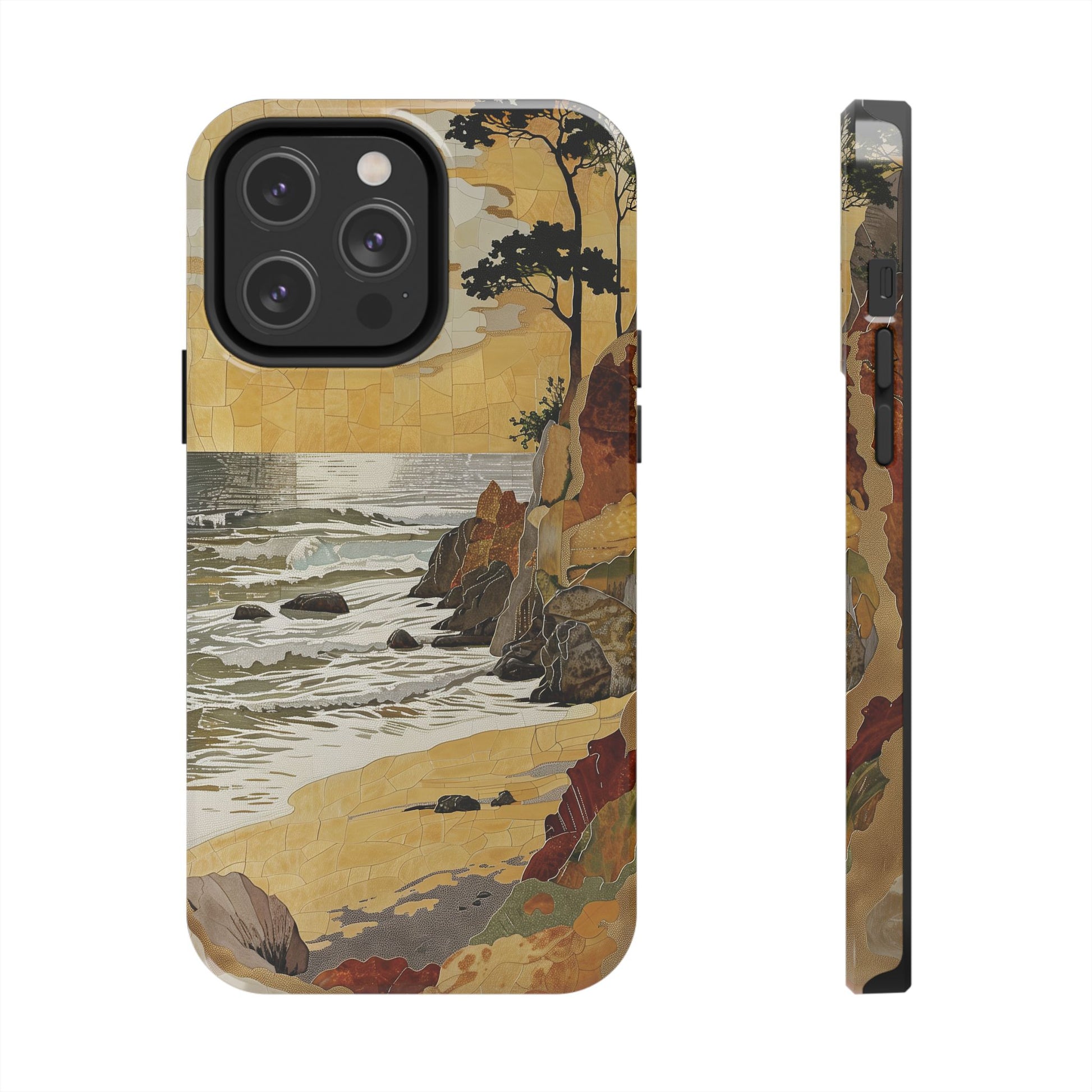 Retro Beach Scene Phone Case, Vintage Tropical Ocean iPhone Case, Summer Beach Phone Cover for iPhone, iphone 15 pro max
