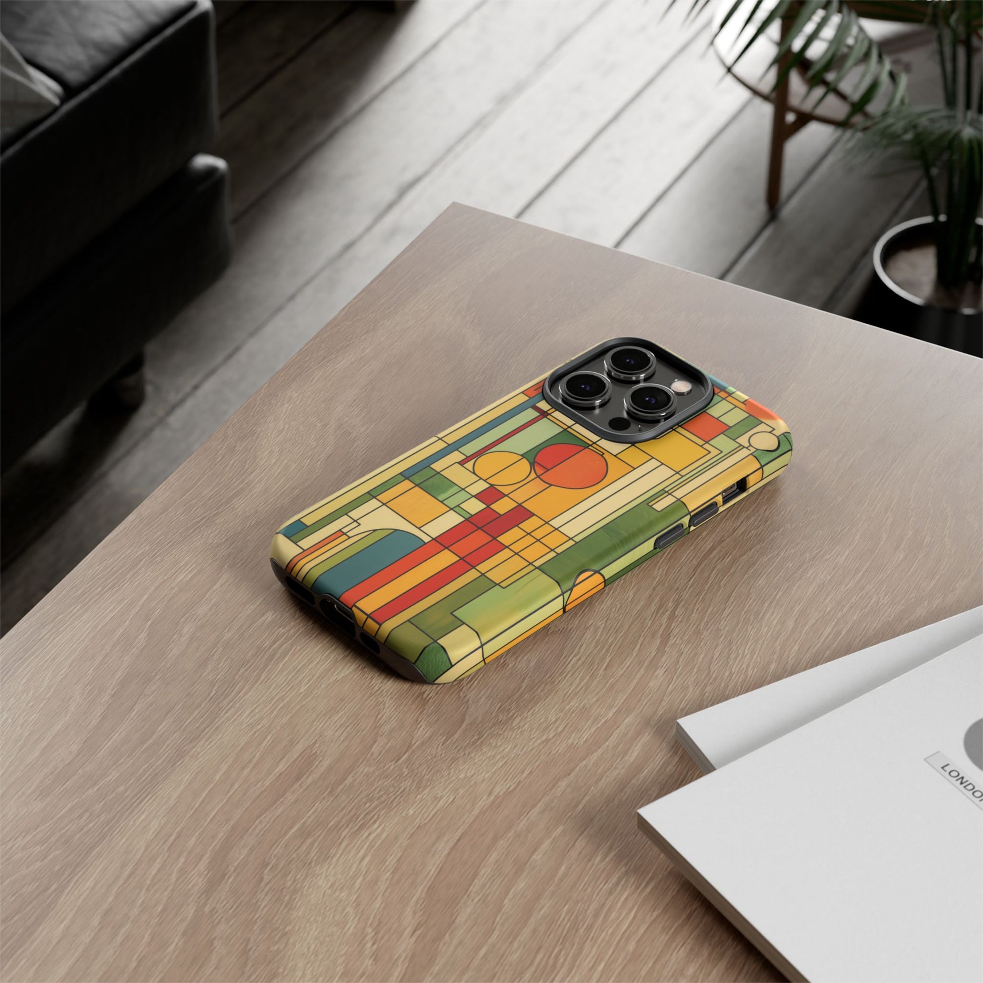 Frank Lloyd Wright Inspired Prairie Style Usonian Phone Case Geometric Stained Glass Art Deco 13 14 15 16 iPhone Pro Max Galaxy Pixel