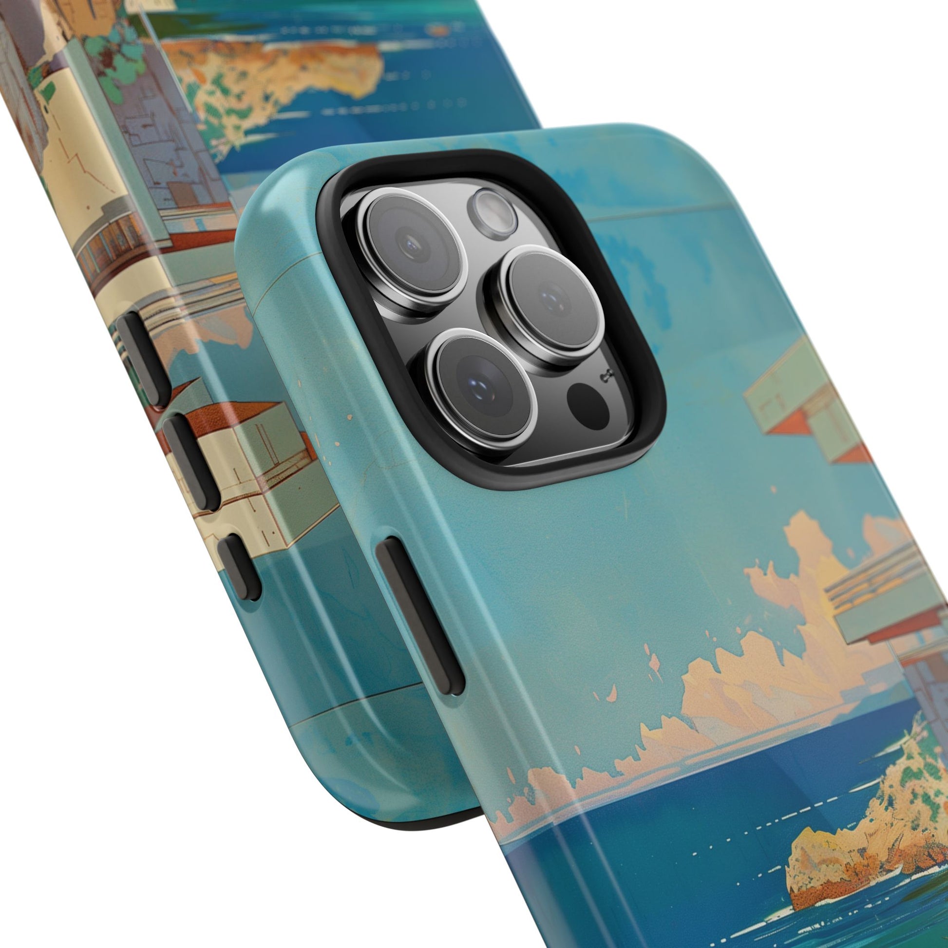 Retro Beach Scene Phone Case, Vintage Tropical Ocean iPhone Case, Summer Beach Phone Cover for iPhone, iphone 15 pro max