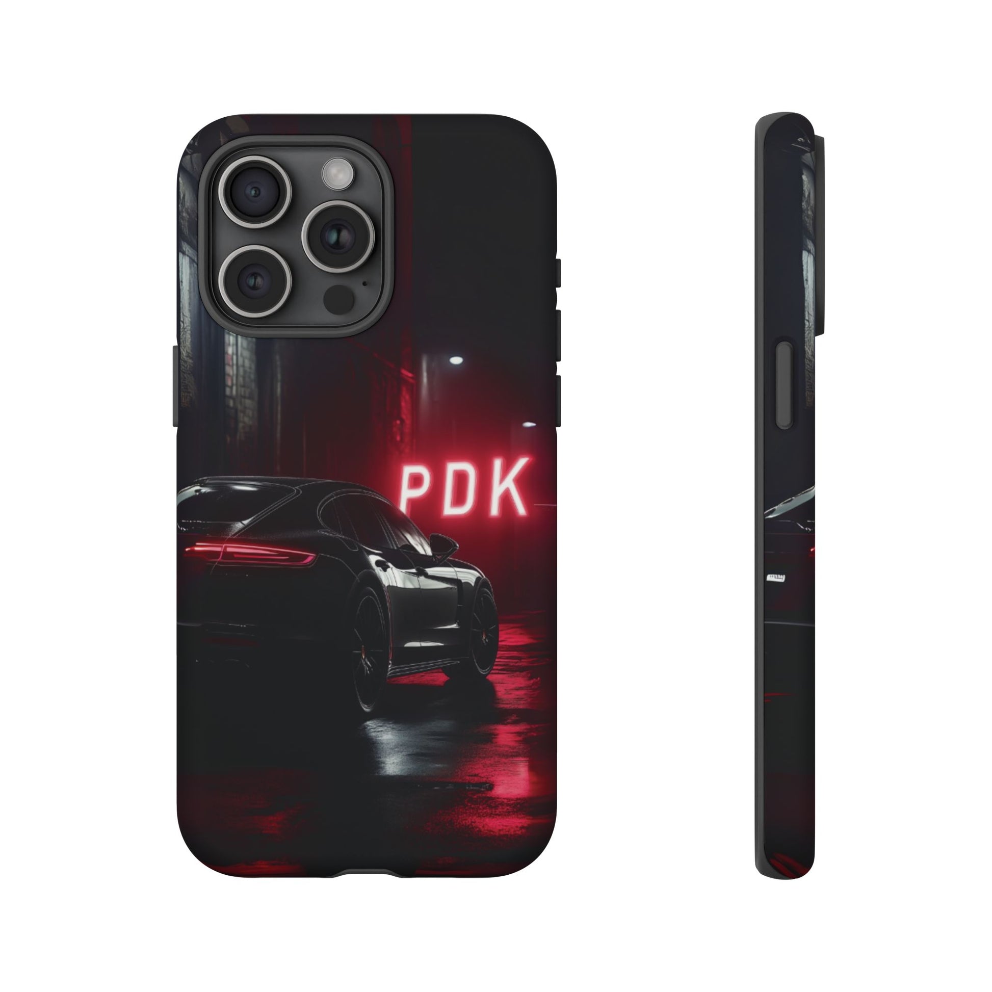 Super Sports Car Phone Case PDK Car Lover Gift Porsche Panamera Inspired Neon Sign Font iPhone 13 14 15 16 Pro Max