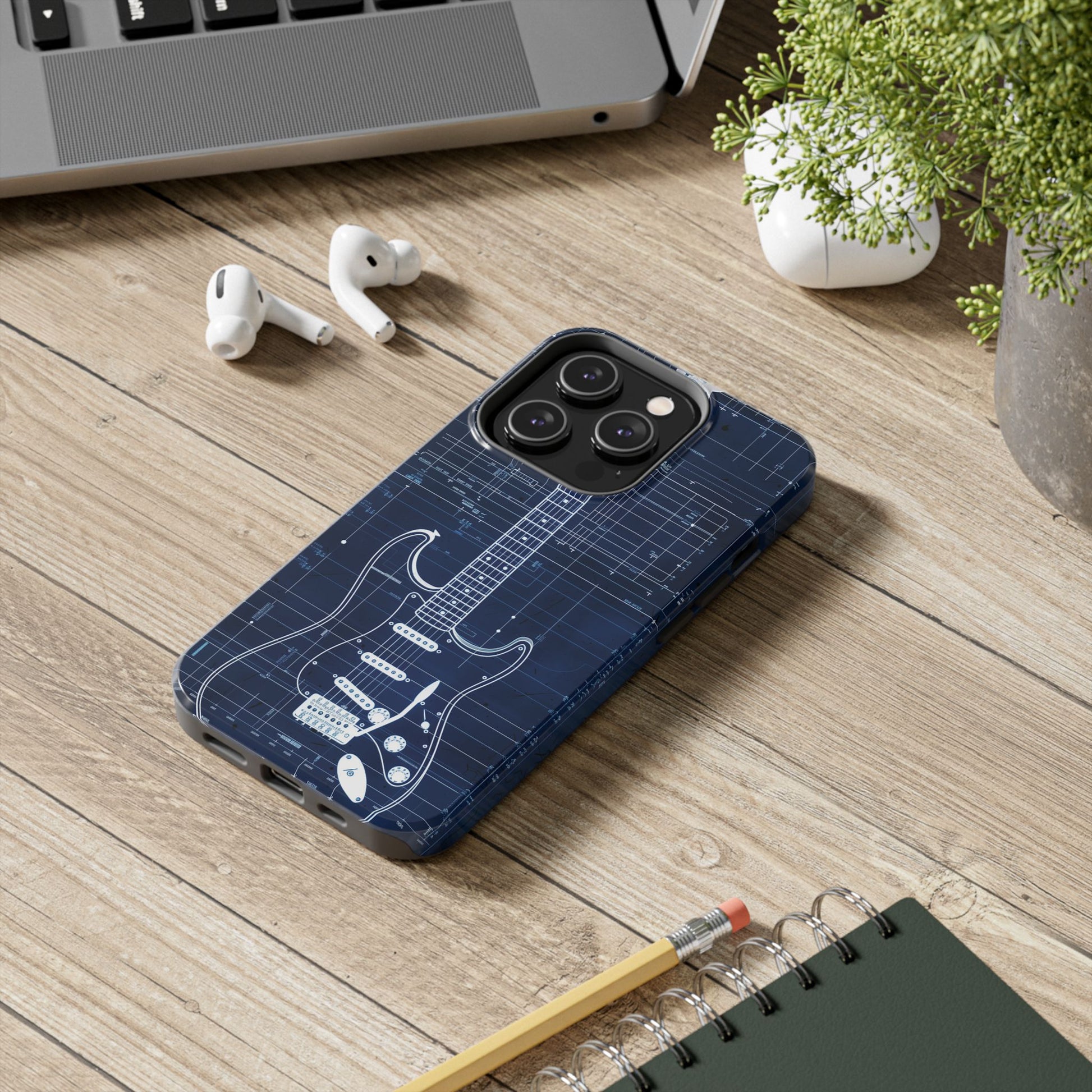 Guitar Phone Case, Guitar Blueprint iPhone Cover, Vintage Guitar Design, Custom iPhone Covers, Rock Music Phone Accessories, Musician Gift
