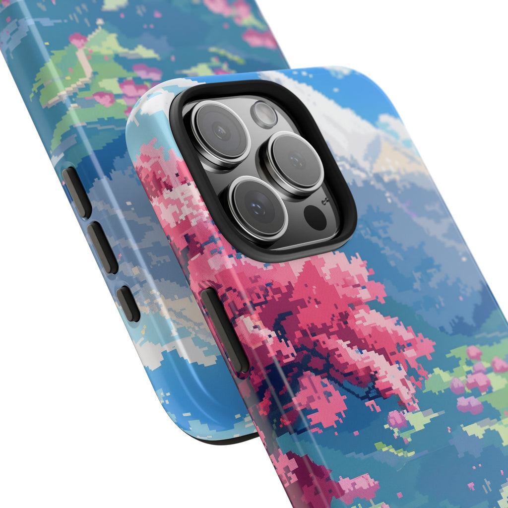 Pixel Art Video Game Landscapes Phone Case, Retro Gaming Pixelated Design, Geeky Gamer Phone Cover, Unique Video Game Art Accessories