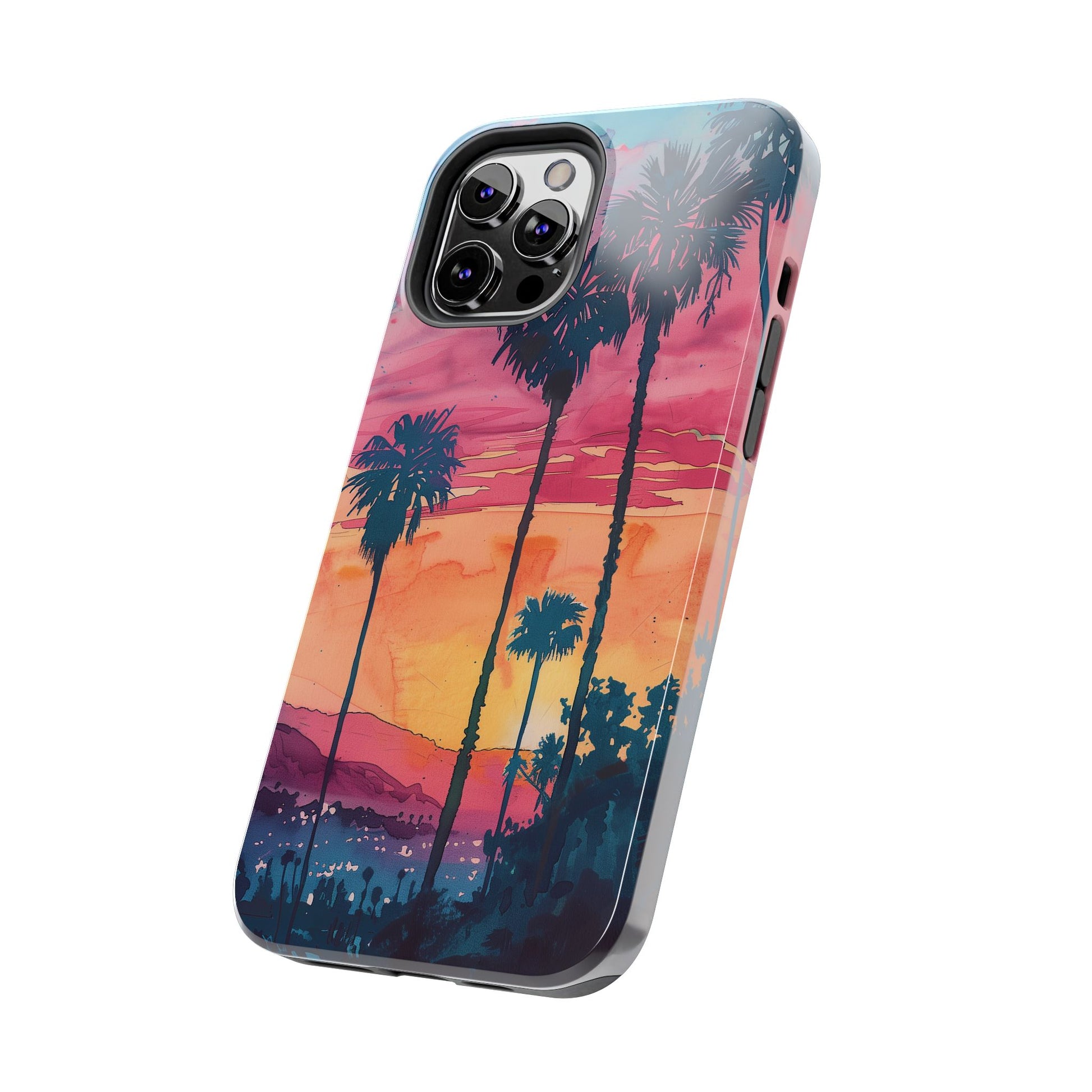 Los Angeles Sunset iPhone Case, Golden Hour Scenic View, Hollywood Hills Sunset Phone Case, Palm Trees Phone Case, iphone 15 pro max case