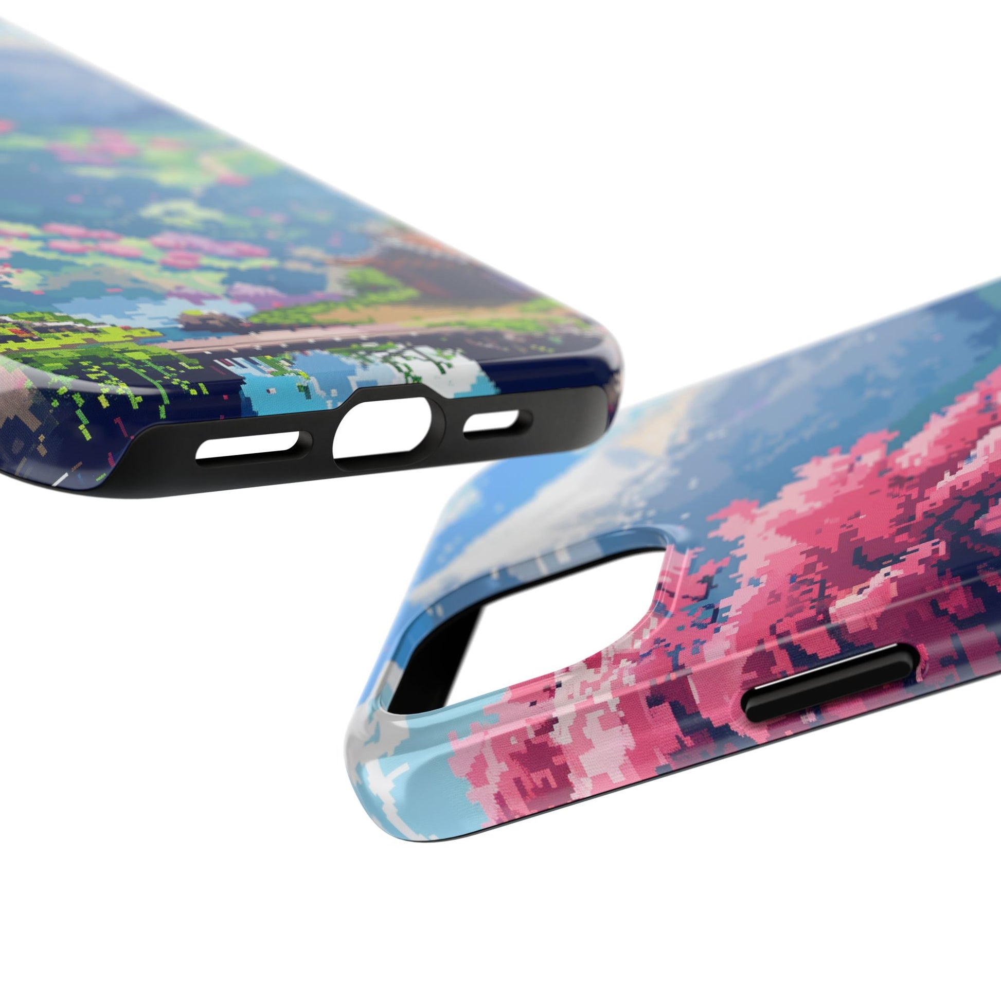 Pixel Art Video Game Landscapes Phone Case, Retro Gaming Pixelated Design, Geeky Gamer Phone Cover, Unique Video Game Art Accessories