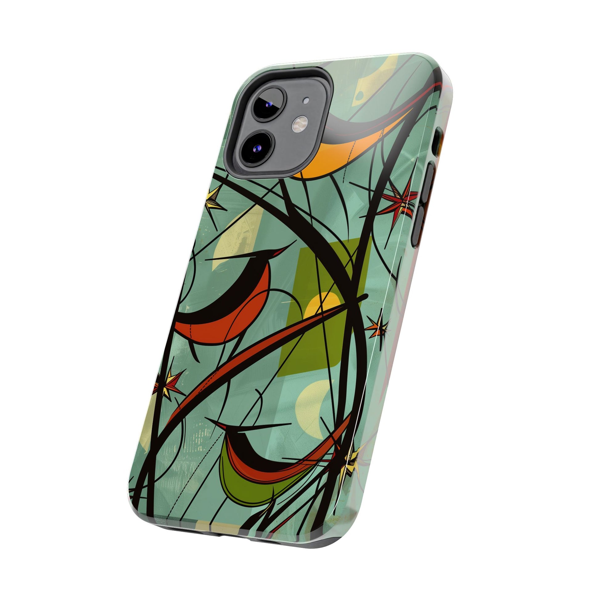 Mid Century Modern Animal Phone Case, Atomic Birds, Bird Iphone Case,Earth Tone Colors, Retro Style Smartphone Cover, iphone 14 Case, Apple