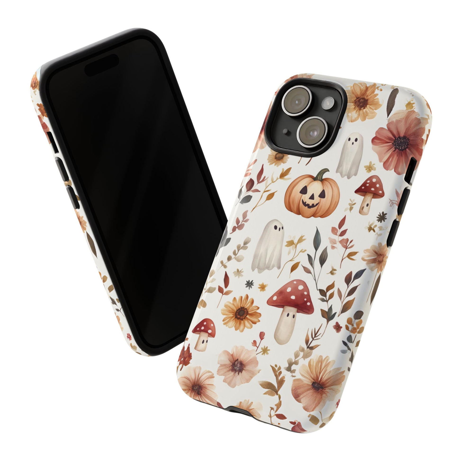 Cottagecore Fall Floral Phone Case for iPhone Samsung Pixel Autumn Pumpkin Tough Case iPhone 16 15 14 13 Pro Max