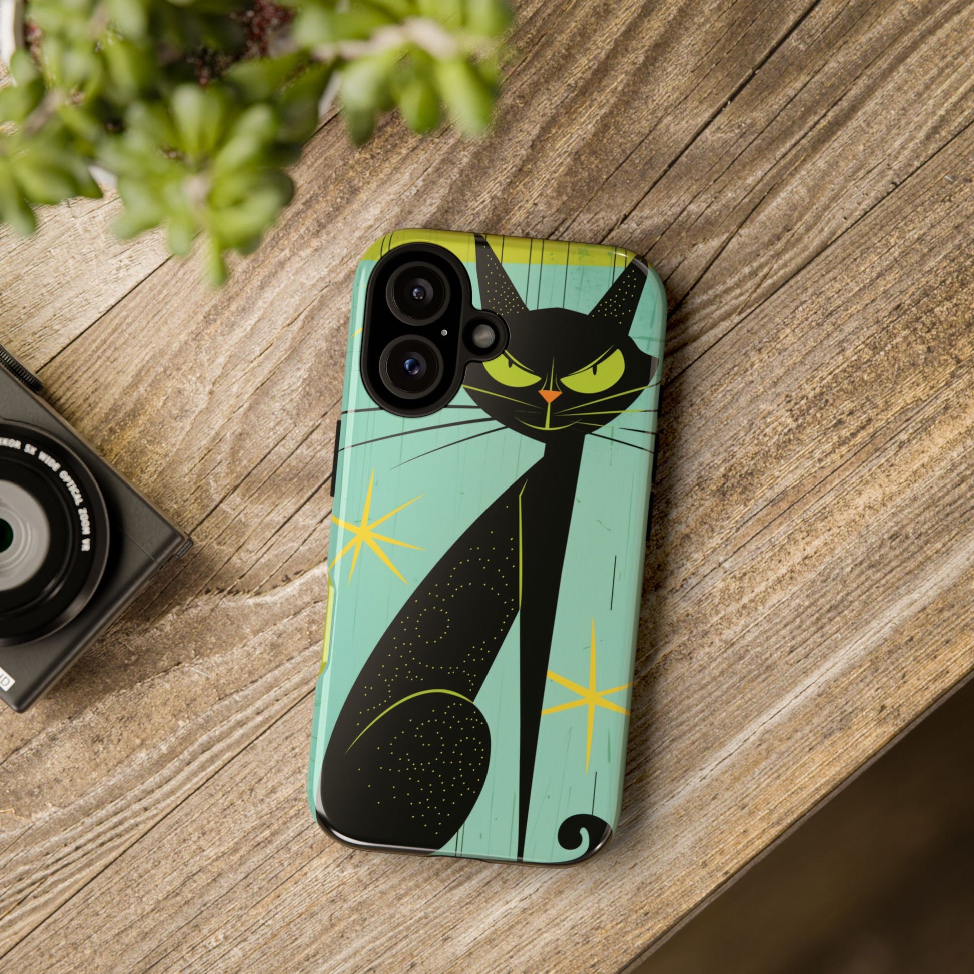 Mid-Century Modern Phone Case, Mid Mod Android Case, Atomic Cats Android Case, Retro Chic Smartphone Cover, Unique Artistic Phone Accessory