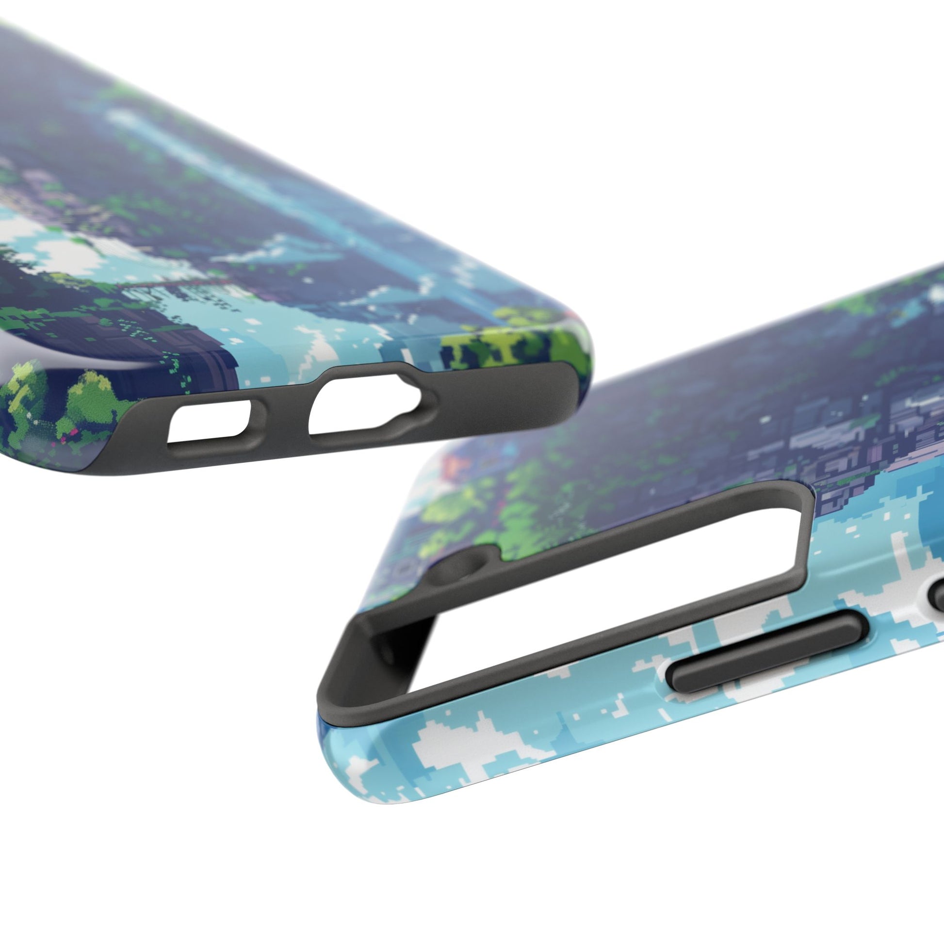 Pixel Art Video Game Landscapes Phone Case, Retro Gaming Pixelated Design, Geeky Gamer Phone Cover, Unique Video Game Art Accessories