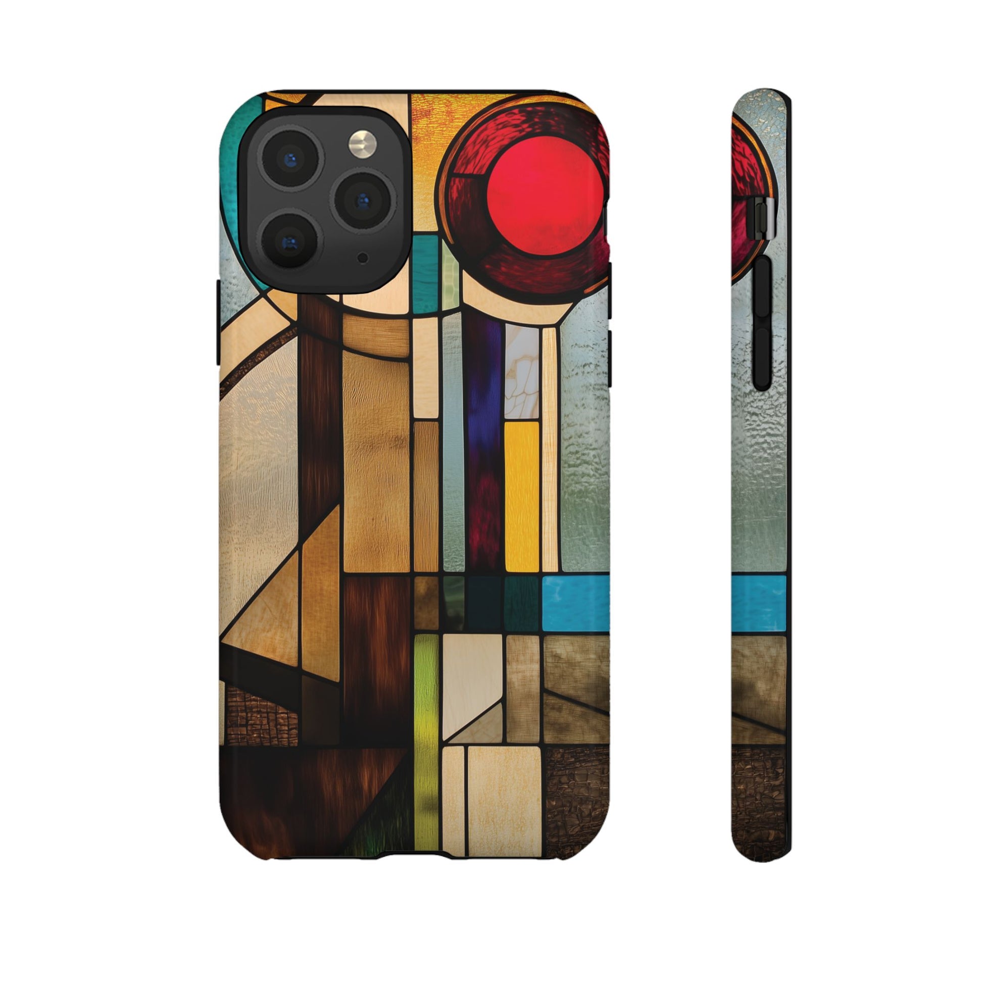 Stained Art Deco Glass Phone Case Frank Lloyd Wright Cottage Core Usonian Prairie Style Geometric Stylish  iPhone 14 15 16 Pro