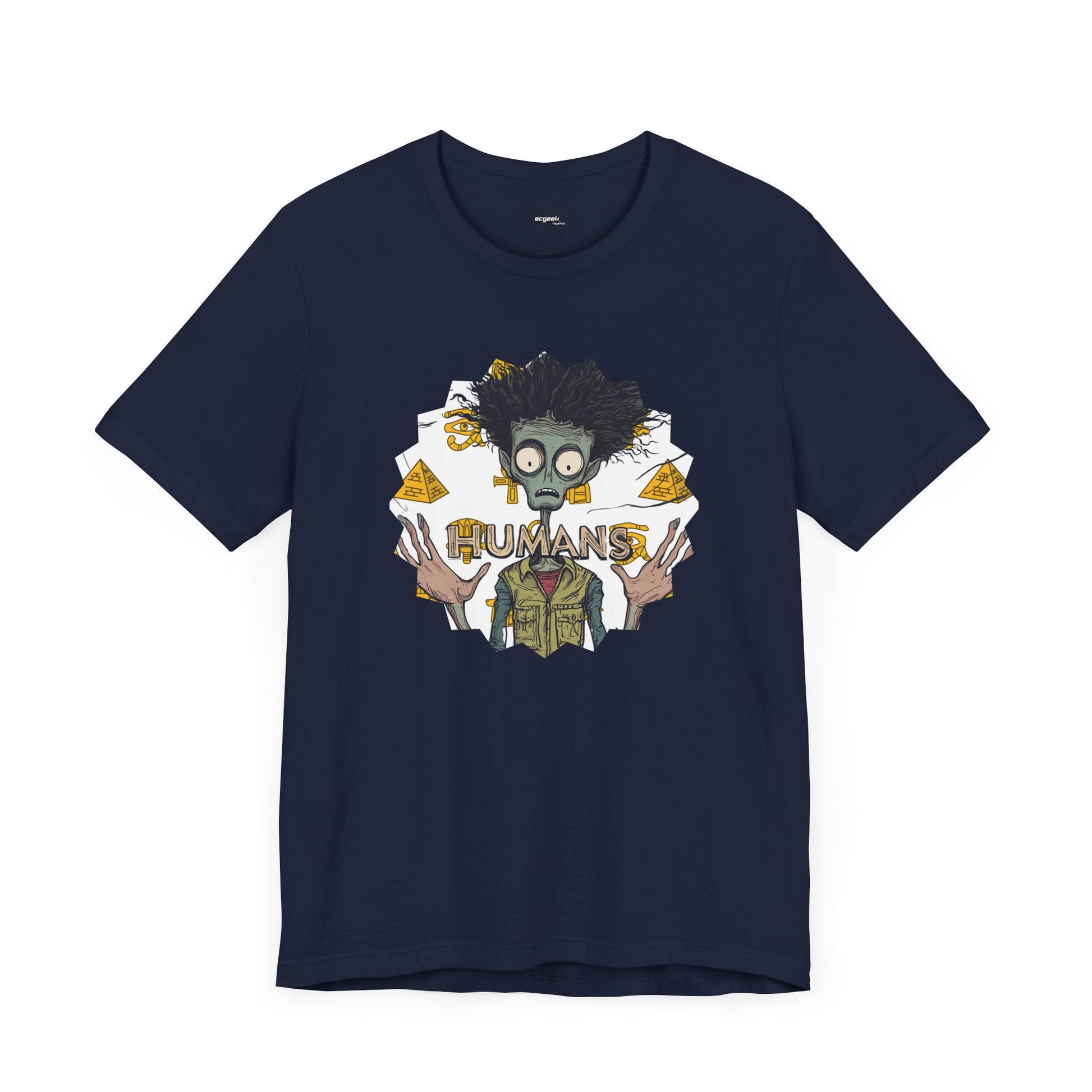 Alien Conspiracy Theory Ancient Human Fan Graphic Tee Crazy Hair Pyramids Egyptians UFO Shirt Extraterrestrial