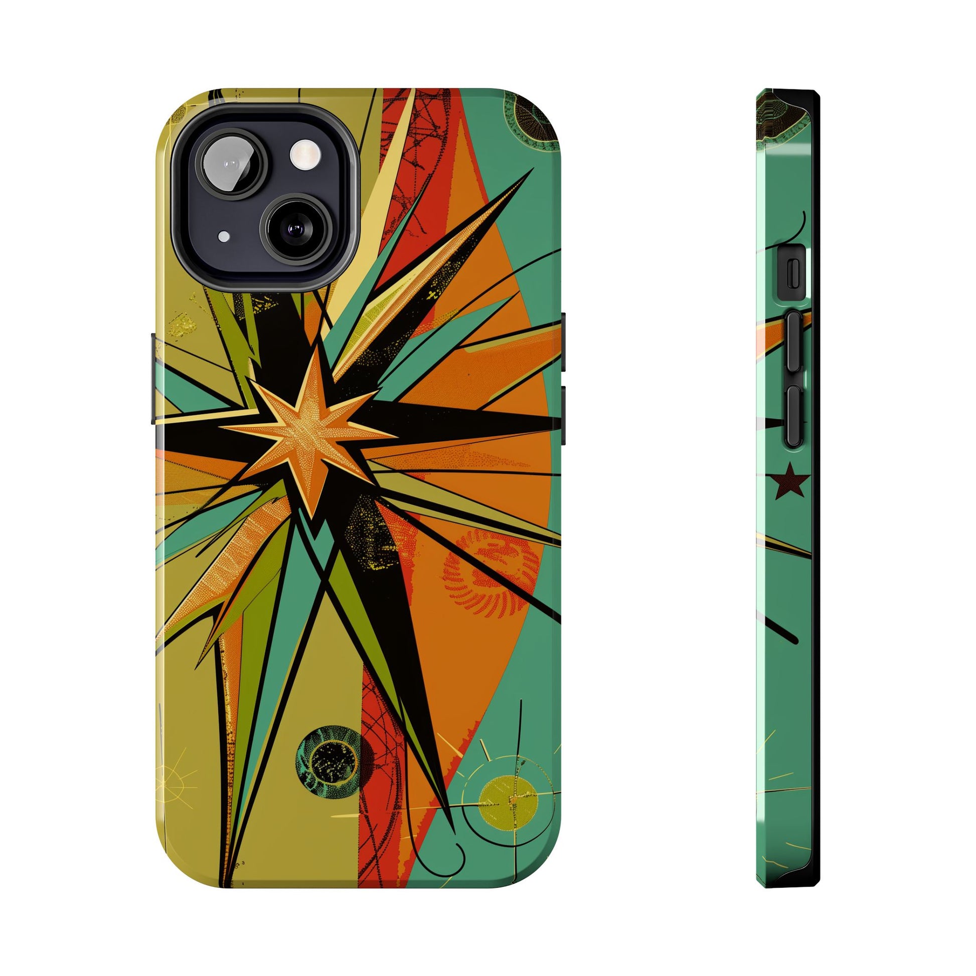 Mid Century Modern Star Design Phone Case, Earth Tone Colors, Retro Style Smartphone Cover, Vintage Phone Case, iPhone 14 Case, Apple iPhone