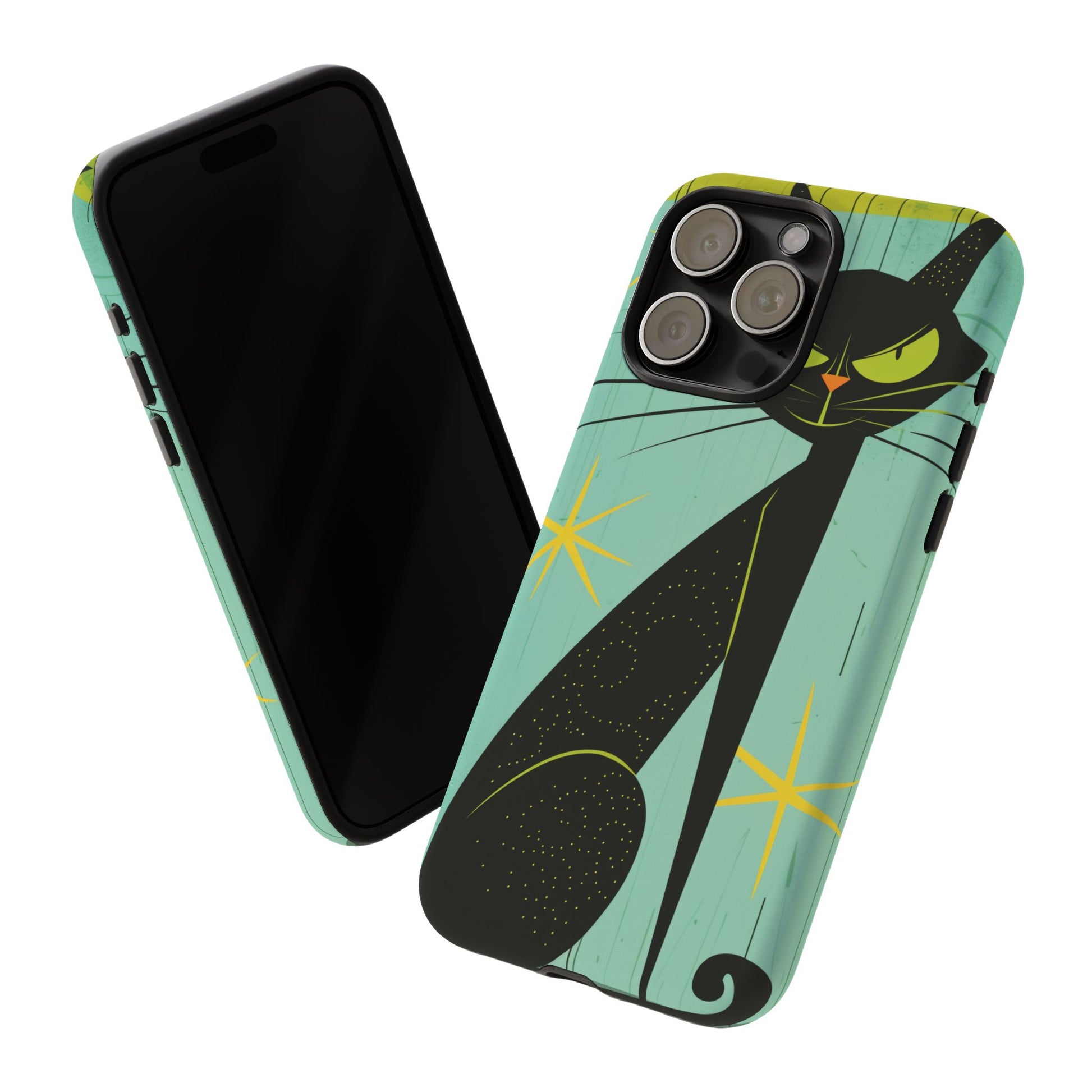 Mid-Century Modern Phone Case, Mid Mod Android Case, Atomic Cats Android Case, Retro Chic Smartphone Cover, Unique Artistic Phone Accessory