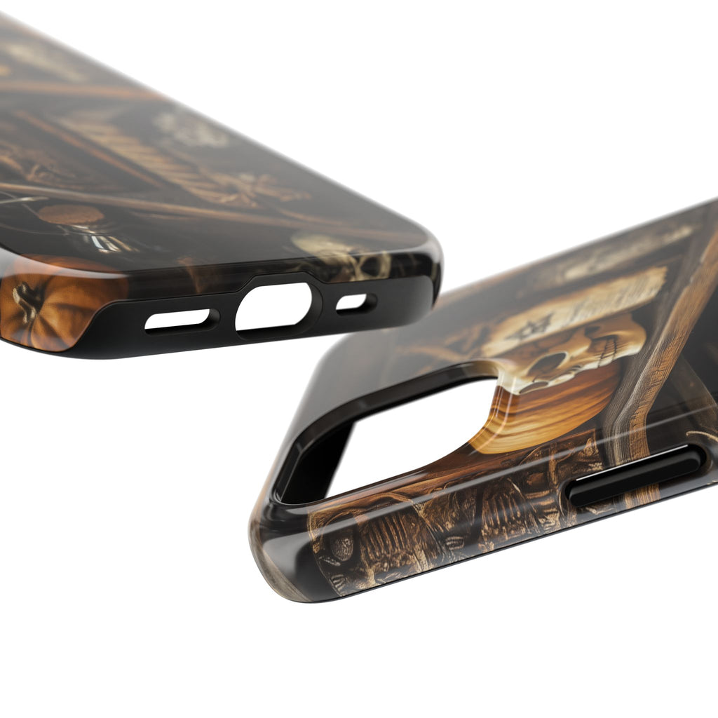 Apothecary Dark Academia Bookcase Goth Skulls floral Black Halloween Pumpkins Samsung Galaxy Apple iPhone 15 Pro Max Case  S24 S23 C