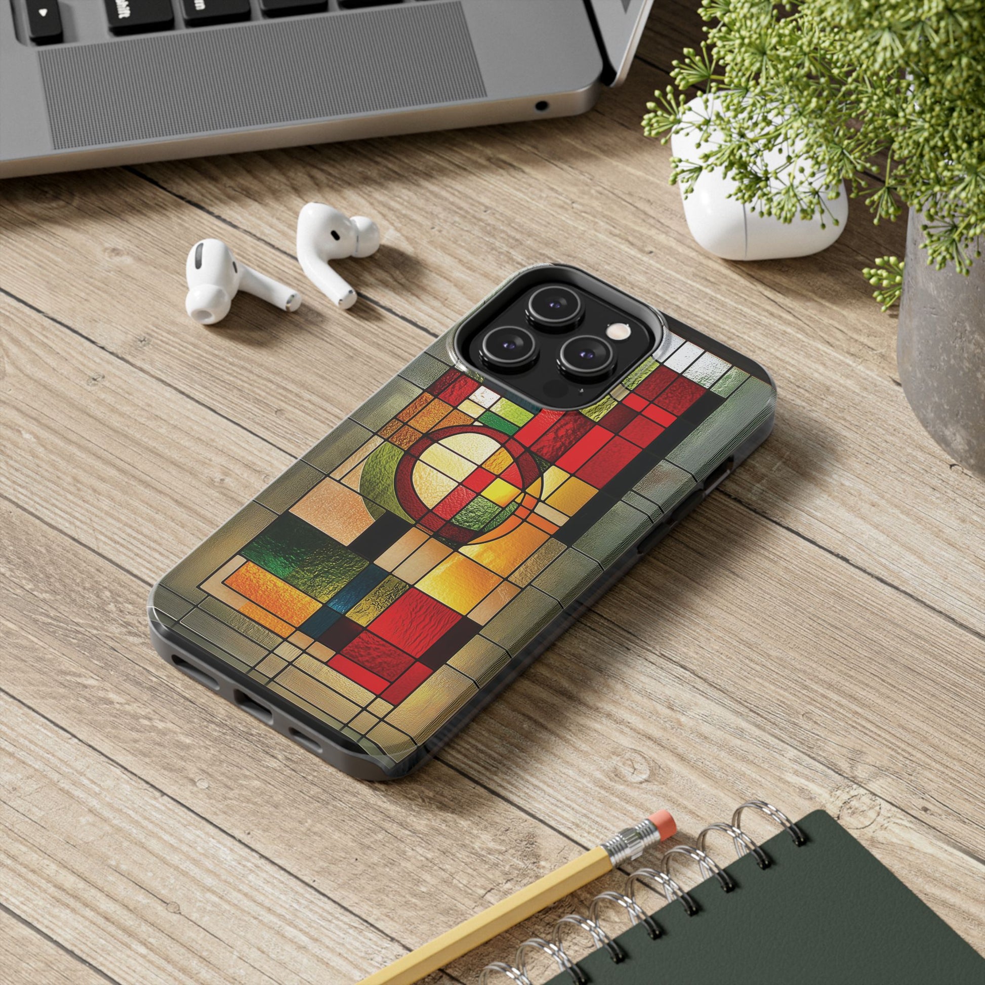 Realistic Stained Glass Phone Case Artistic iPhone Case Architectural Design, Art Deco iphone Case, iPhone 15 Pro Max Samsung Galaxy S23