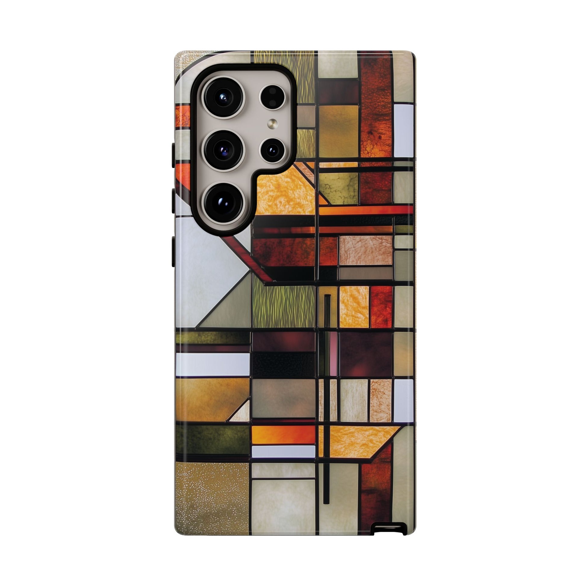 Stained Glass Phone Case Art Deco Frank Lloyd Wright Cottage Core Usonian Prairie Style Geometric Stylish  iPhone 14 15 16 Pro