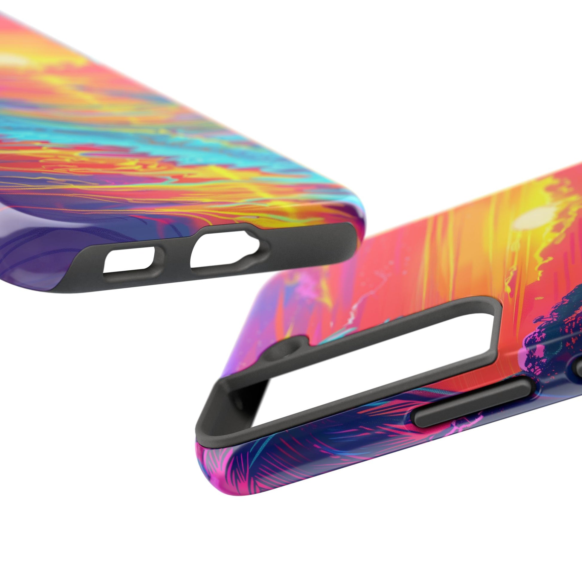 Tough Beach Sunrise Phone Case - Durable Case Lisa Frank Inspired Beach Art - Vibrant Beach Design - Colorful Phone Case for Beach Lovers