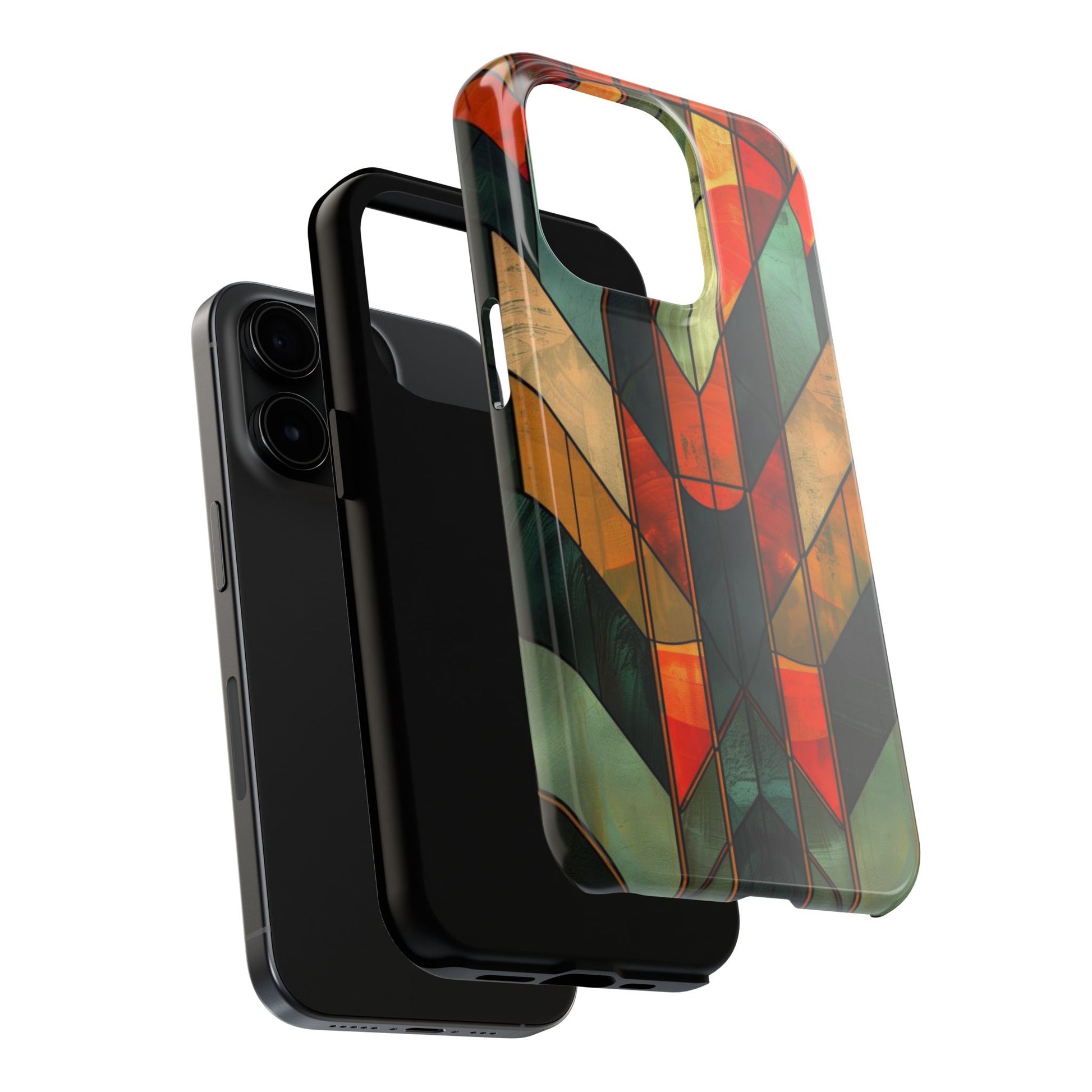 Noir Art Deco Colorful Stained Glass - Durable Dual Layer Iphone Case - Architect Phone Case