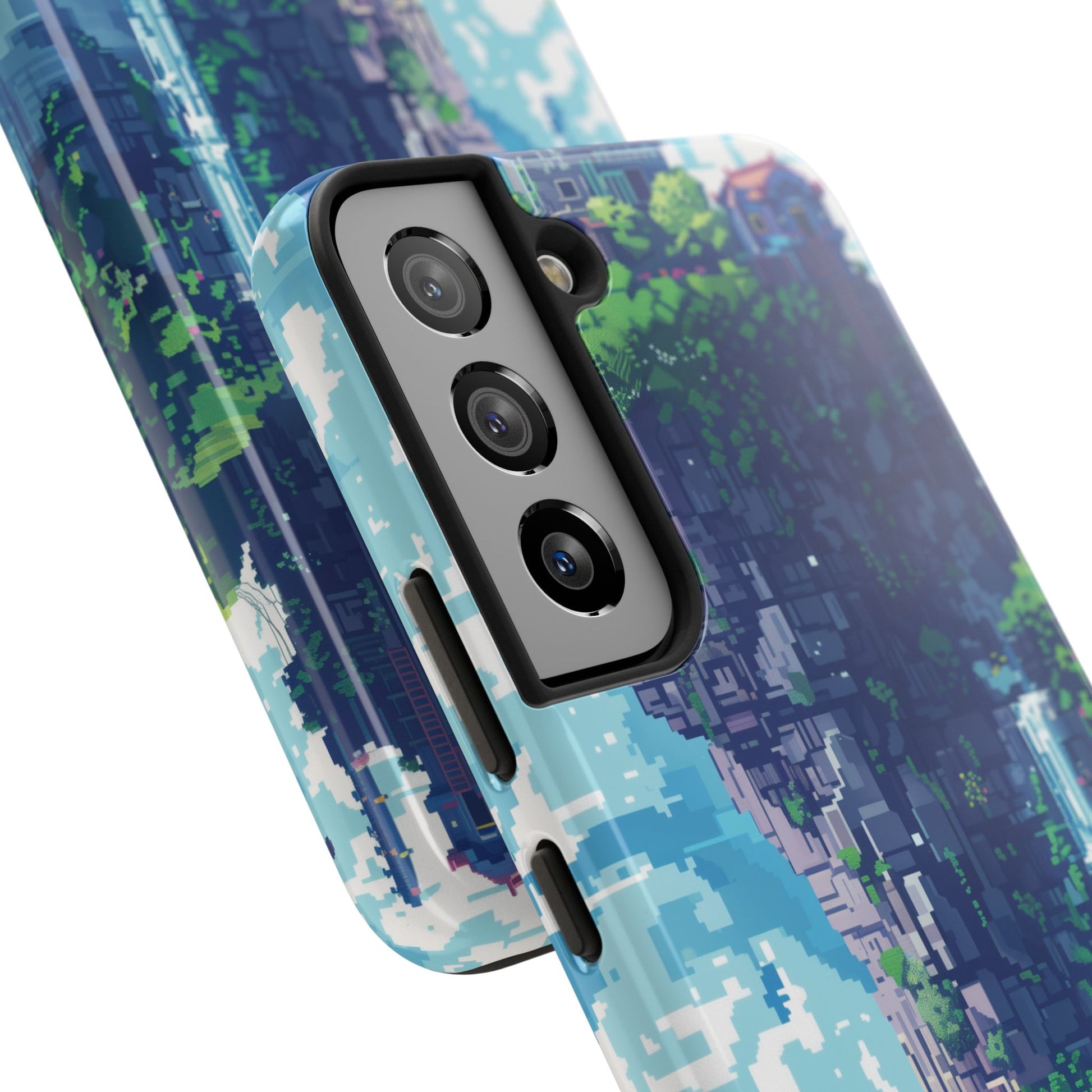 Pixel Art Video Game Landscapes Phone Case, Retro Gaming Pixelated Design, Geeky Gamer Phone Cover, Unique Video Game Art Accessories
