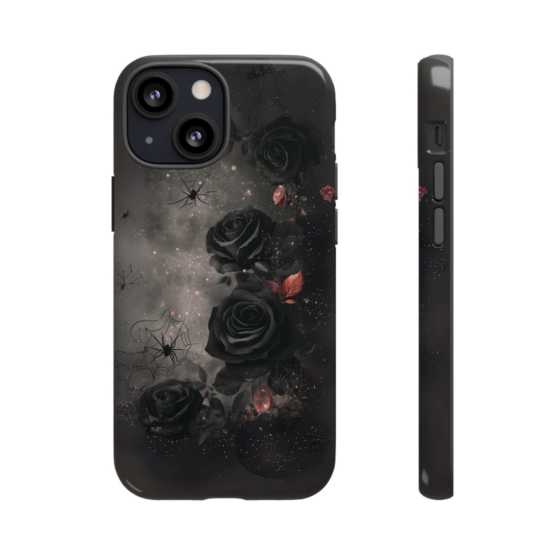 Gothic Floral Phone Case Dark Academia Black Roses Spider Webs Space Witchcraft Night Sky iPhone 13 14 15 16 Pro Max Galaxy Pixel