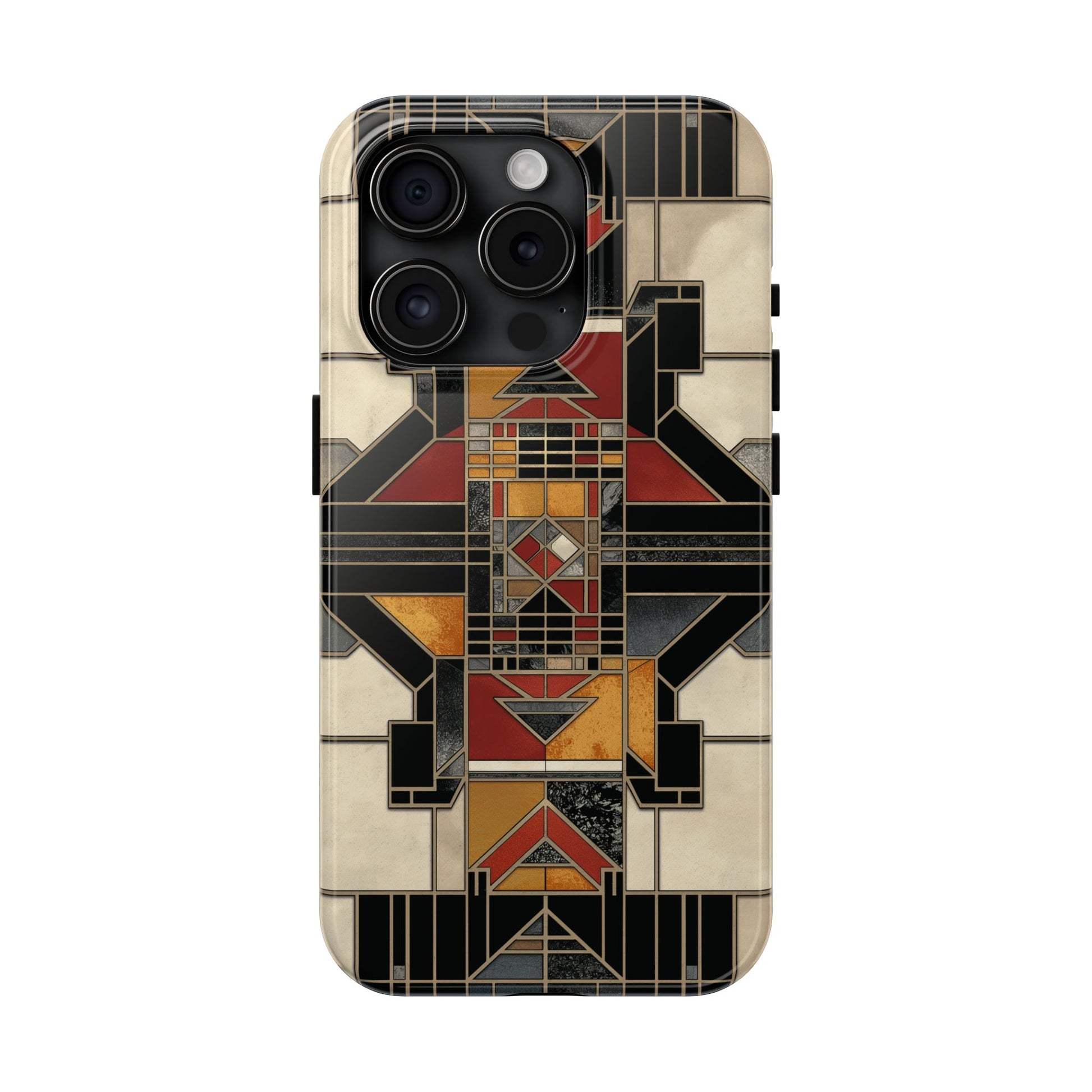 Frank Lloyd Wright Inspired Stained Glass Phone Case - Geometric Elegance for iPhone Models