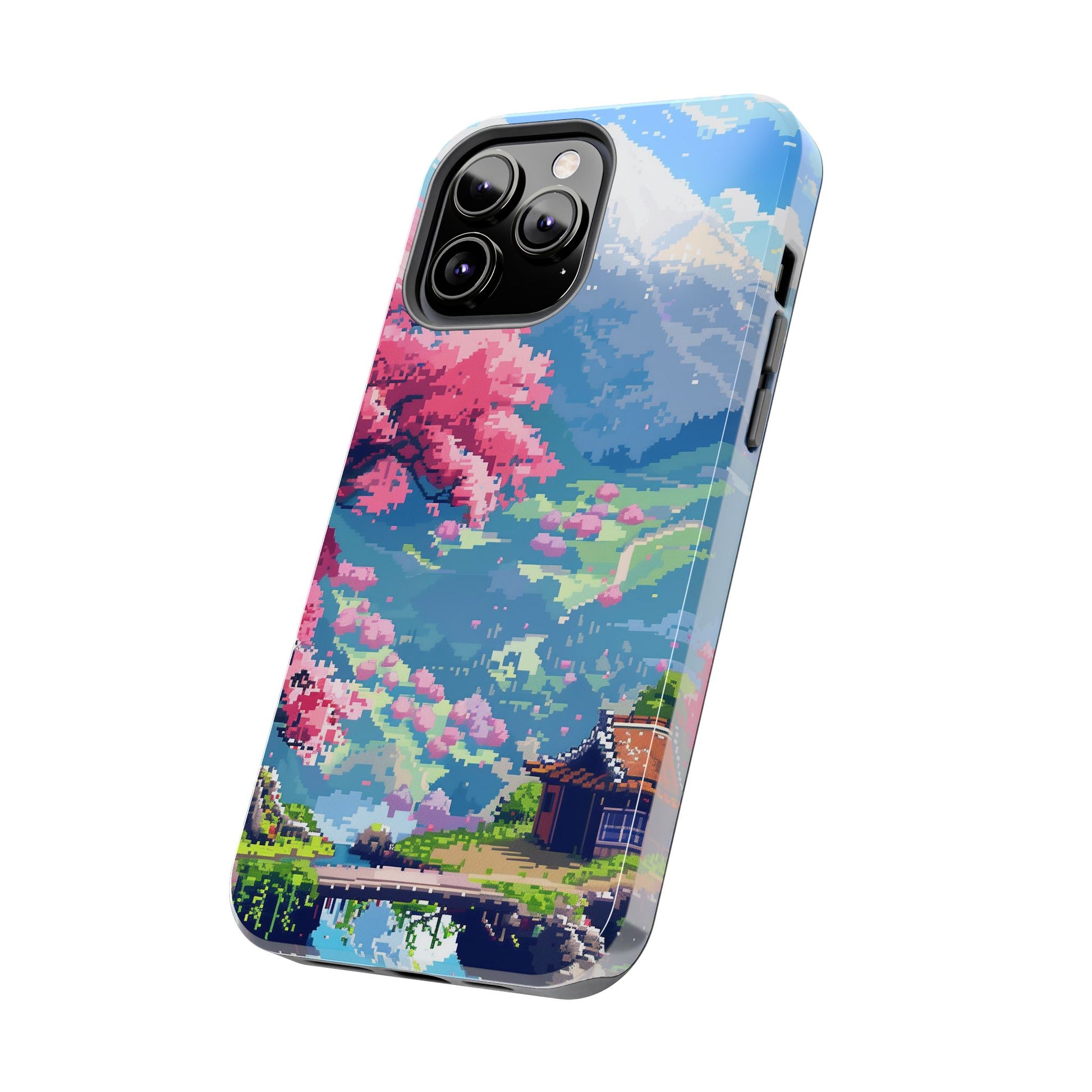 Pixel Art Video Game Landscapes Phone Case, Retro Gaming Pixelated Design, Geeky Gamer Phone Cover, Unique Video Game Art Accessories