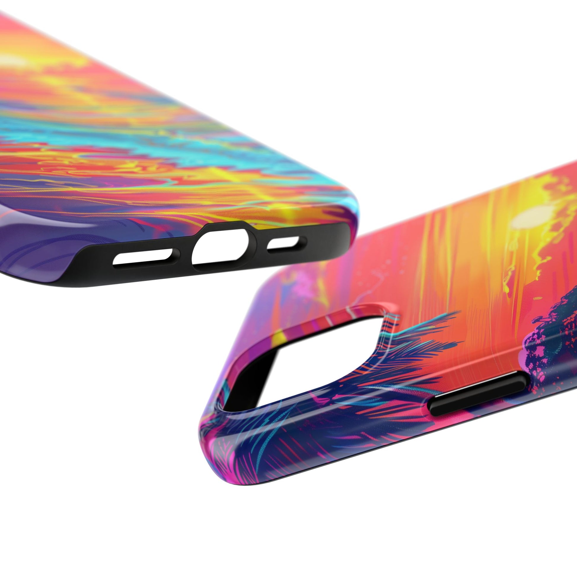 Tough Beach Sunrise Phone Case - Durable Case Lisa Frank Inspired Beach Art - Vibrant Beach Design - Colorful Phone Case for Beach Lovers