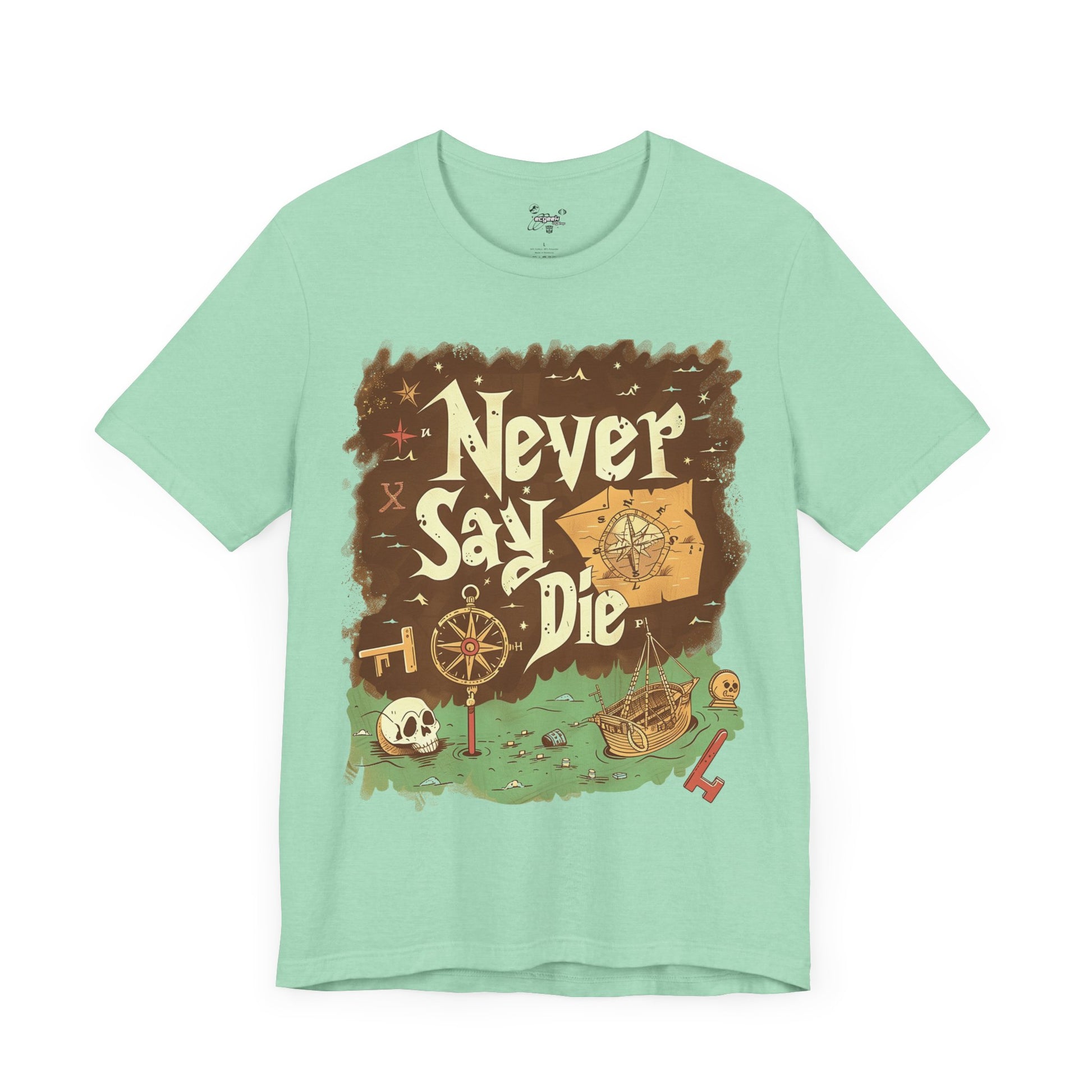 Never Say Die Goonies Inspired Treasure Hunt Shirt Pirate Map Graphic Tee Retro Movie Shirt 80s Movie Lovers
