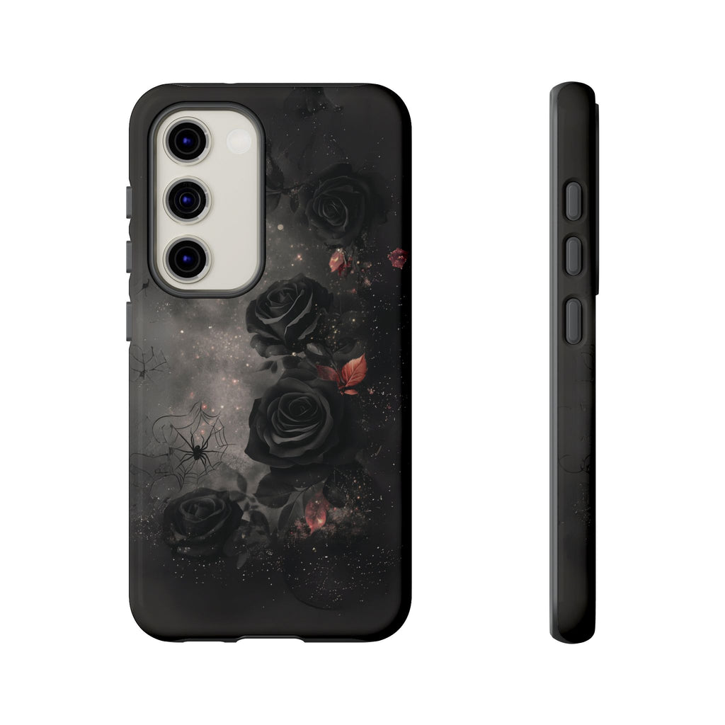 Gothic Floral Phone Case Dark Academia Black Roses Spider Webs Space Witchcraft Night Sky iPhone 13 14 15 16 Pro Max Galaxy Pixel